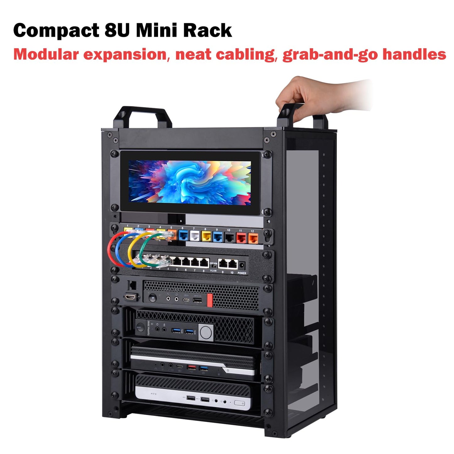 GeeekPi 8U Server Cabinet, 10 inch Server Rack for Network, Servers, Audio, and Video Equipment, DeskPi RackMate T1 Rackmount, 7.87 inch Depth