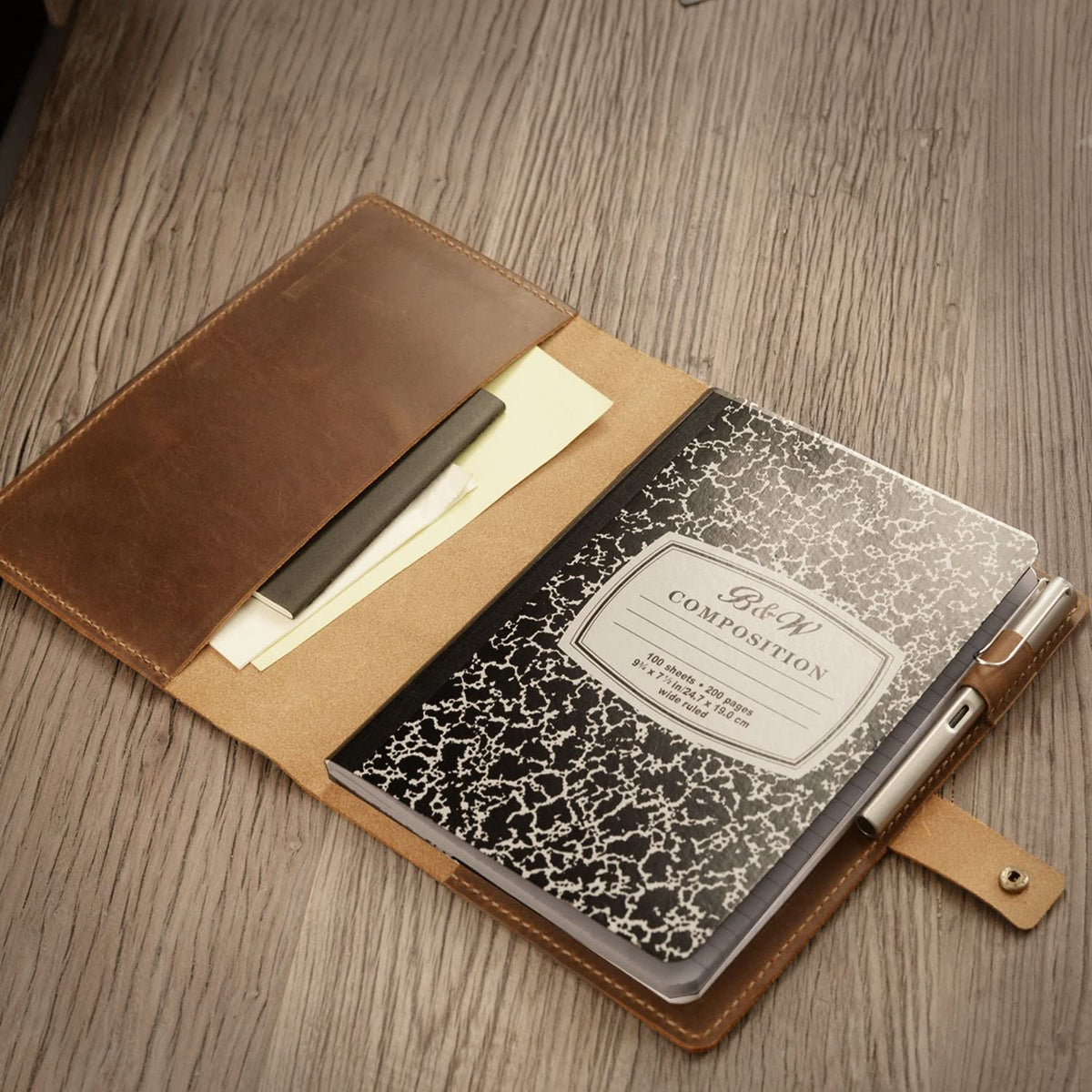 Distressed Leather Composition Notebook Cover; Gift For Student, Writer, Brown, 307C - Distressed Brown