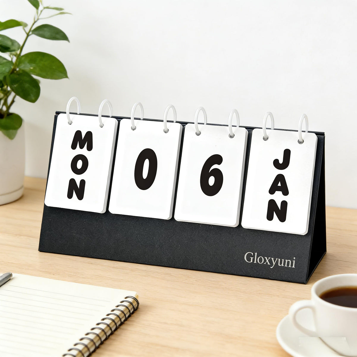 Paper vertical flip desk calendar, large-display desktop perpetual flip calendar, modern minimalist daily calendar with detachable plastic binder rings, suitable for home, office and classroom decoration, reusable year after year.