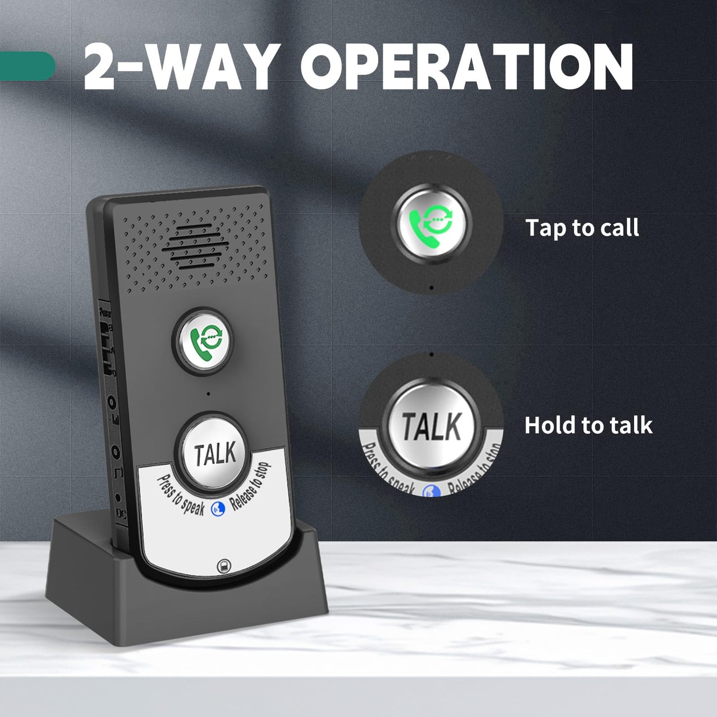 2 Way Wireless Intercom, Portable 1000m Long Range Intercomunicador Home Communication System Doorbell Unit, Range Indoor Intercoms Calling System Room to Room Intercom for House, Hospital, Hotel