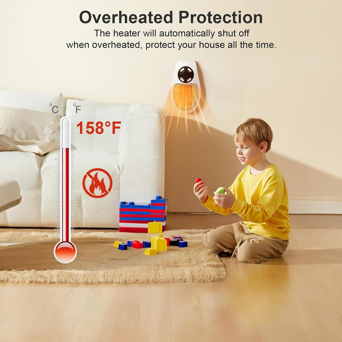 Upgrade Smart Plug in Wall Space Heater,450W Programmable Portable Electric Small Safe Heater,Adjustable Thermostat Timer,Overheat Protection,LED Display (White-Smart)