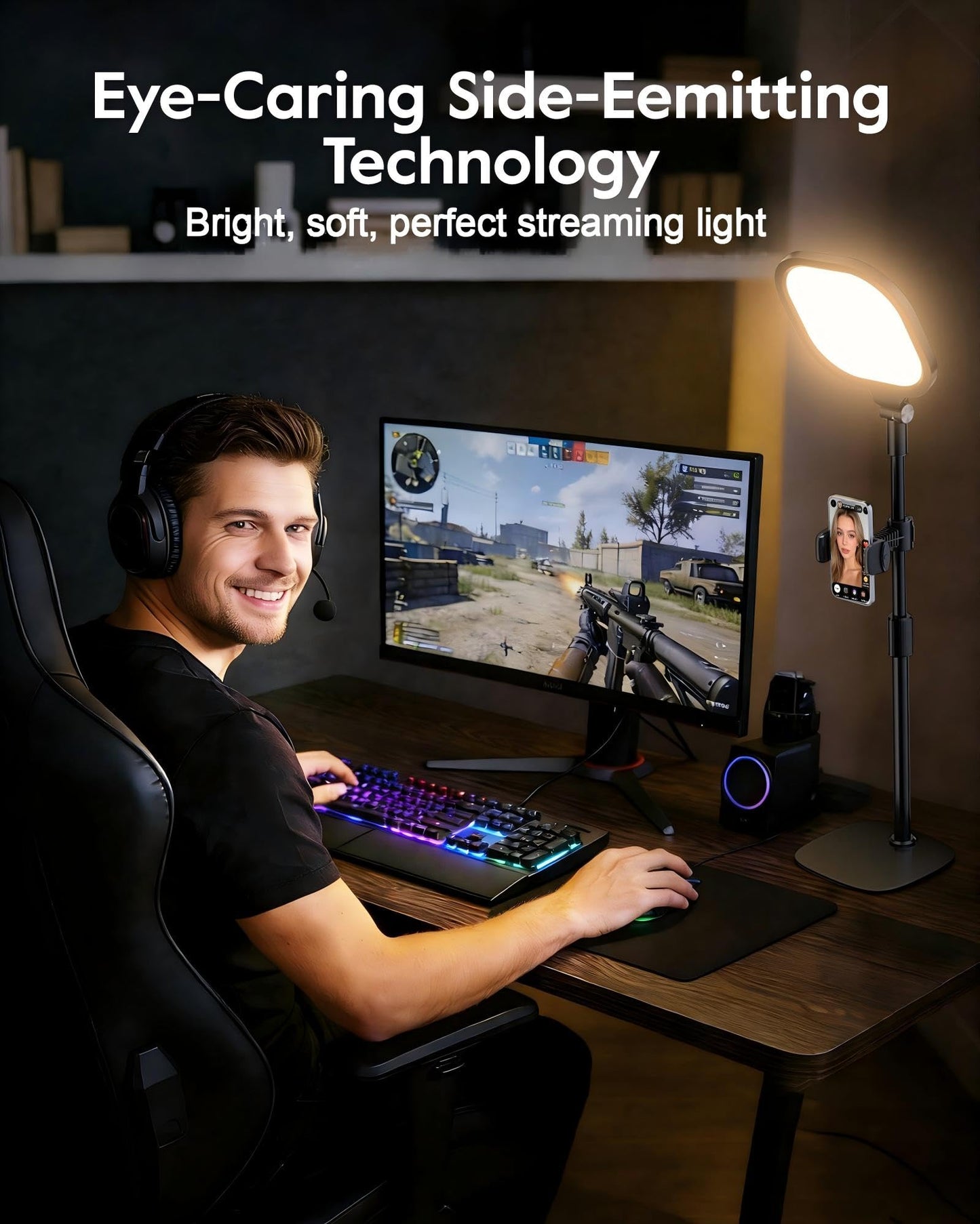 Video Conference Lighting for Zoom Meeting, Ring Light for Desk with Flexible Stand, 30 Light Modes Zoom Lighting for Computer, Desk Ring Light & Memory Function for Video Calls, Live Stream, Webcam
