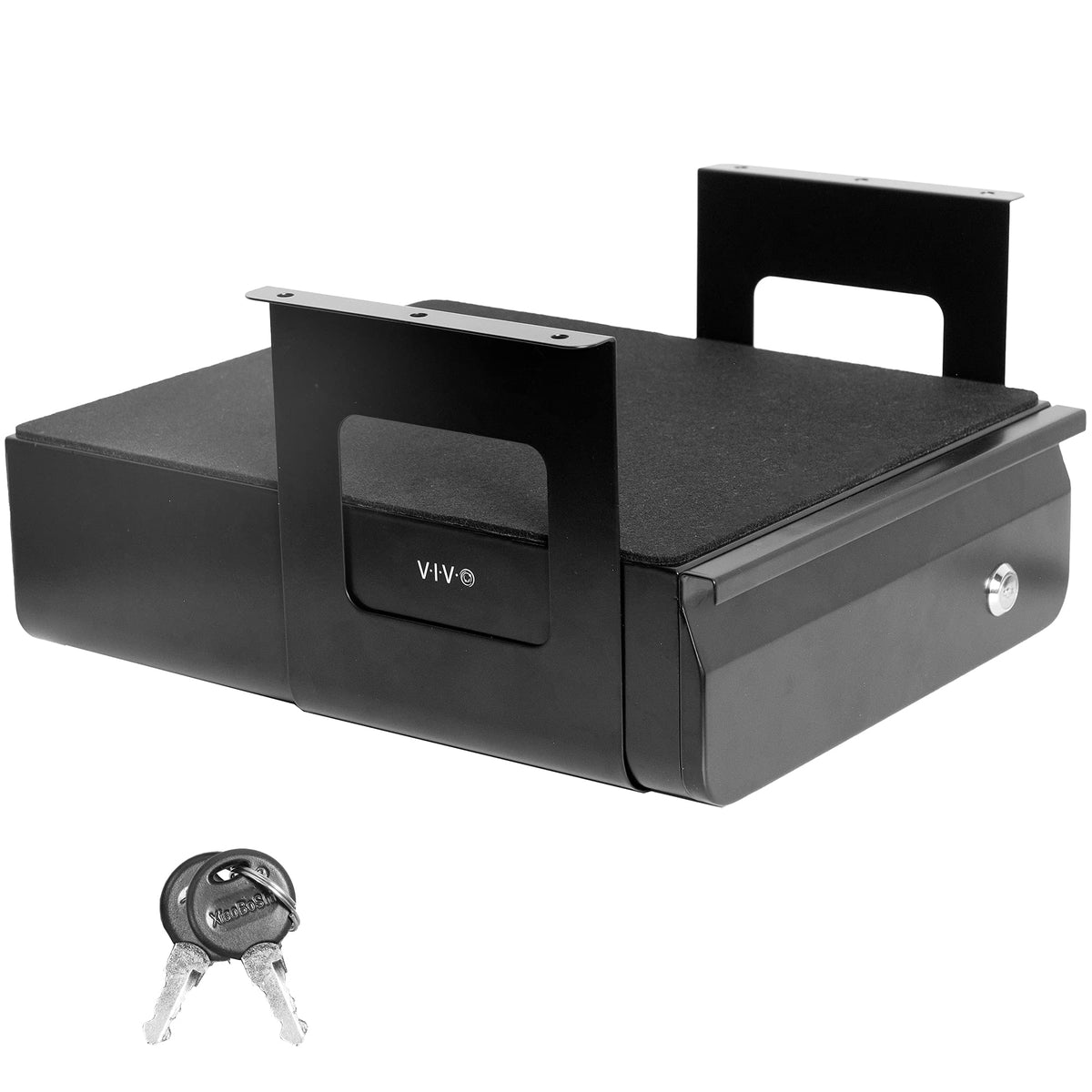 VIVO 13 Inch Under Desk Lockable Slide Out Drawer, Secure Home Office Storage Organizer, Steel, Black, DESK-AC03L-B