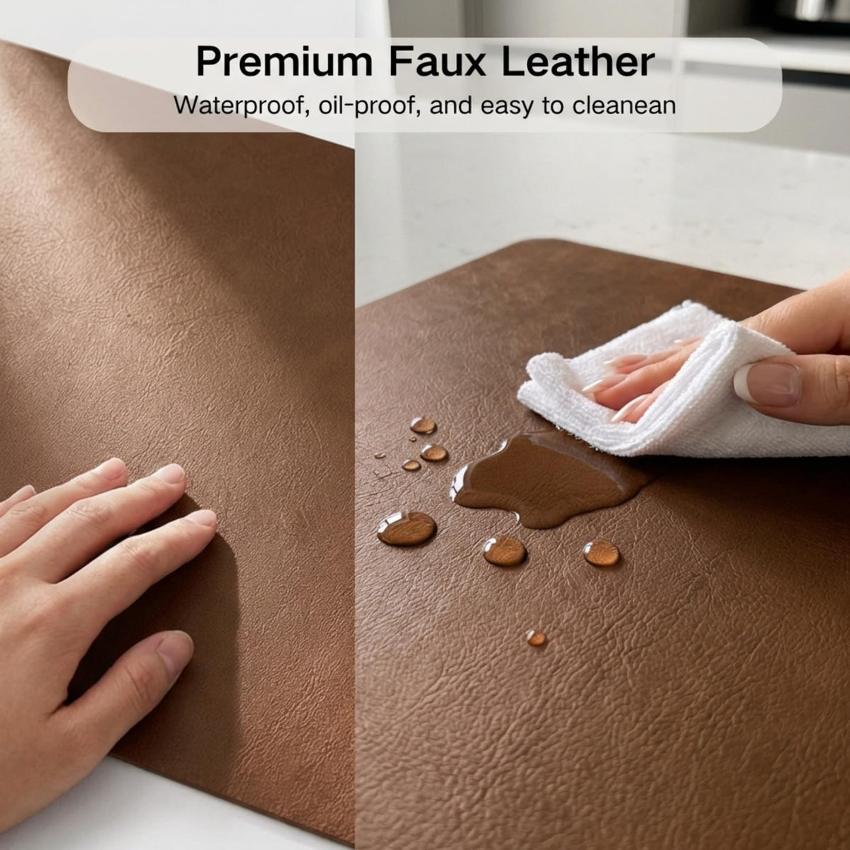 Premium Faux Leather Placemats Set of 6 – Waterproof, Heat-Resistant, Reversible & Non-Slip Table Mats for Kitchen, Dining, Indoor/Outdoor Use