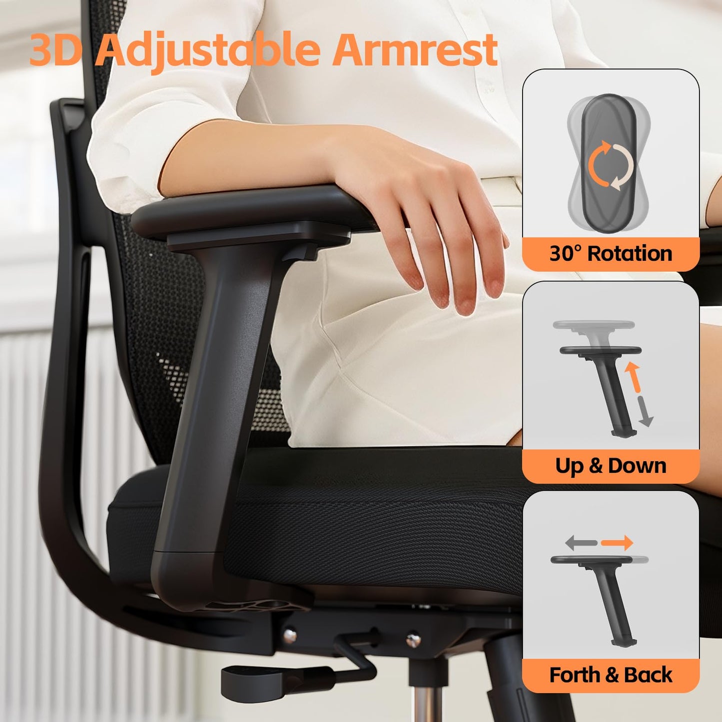 QuelSoft Ergonomic Office Chair, Home Office Desk Chairs, 3D Lumbar Support High Back Desk Chair, Comfortable Computer & Gaming Chair for Office & Home - Black