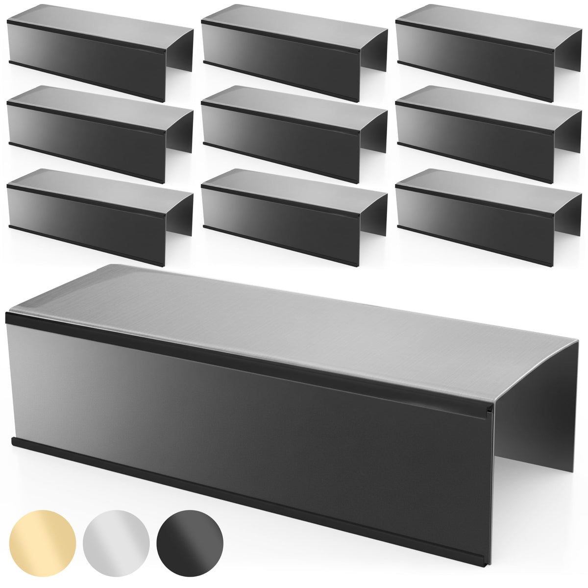 Quality Aluminum, Changeable Cubicle Nameplate Holder, Satin Silver Base, and Matte Black Name Plate Holder, Guaranteed Not to Crack (3" Depth)