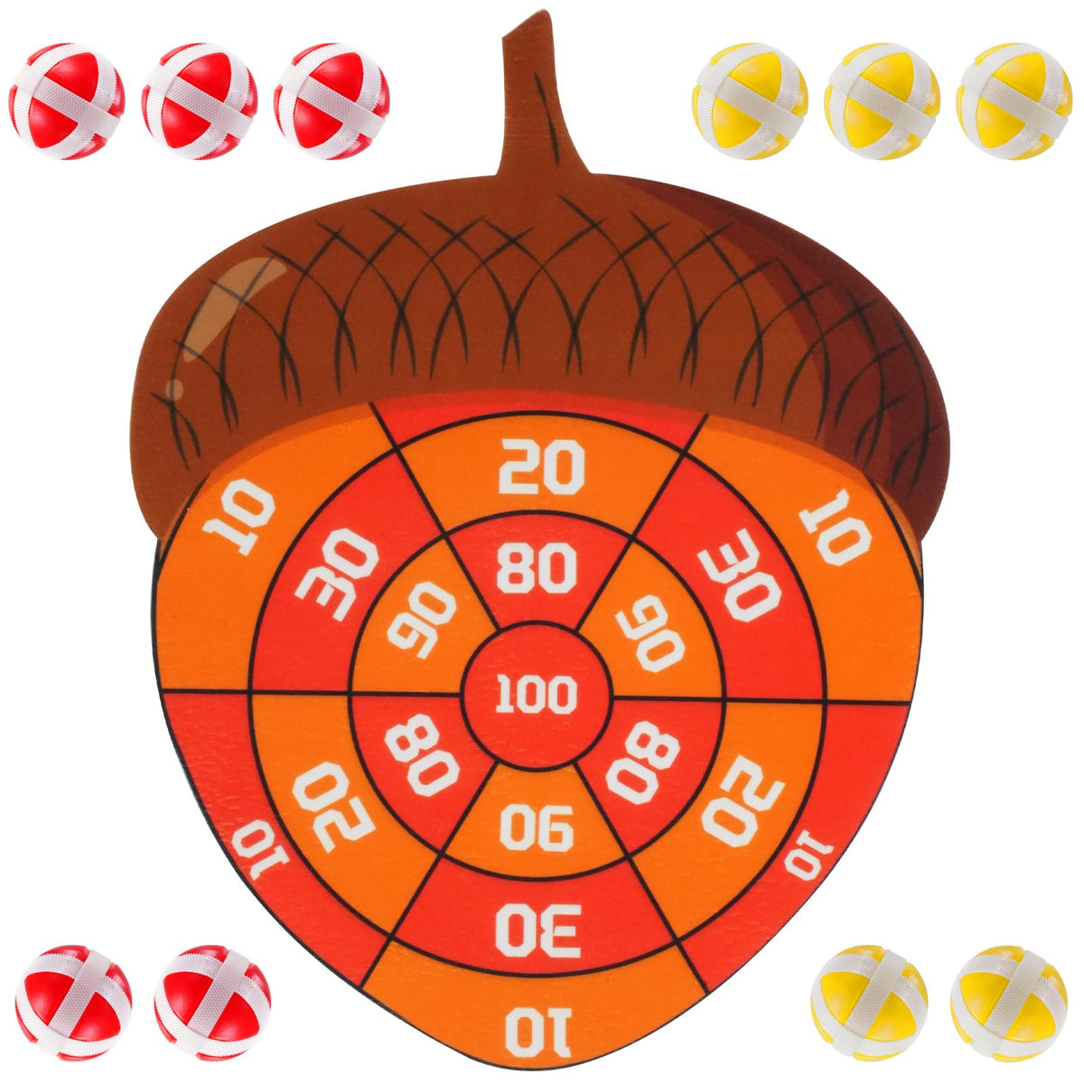 TEASIK Thanksgiving Acorn Dart Board - Fall Crafts for Kids,Halloween & Thanksgiving Decorations with 10 Balls,Autumn Party Wall Decor for Family Game Night (21.3x16.5 Inch)