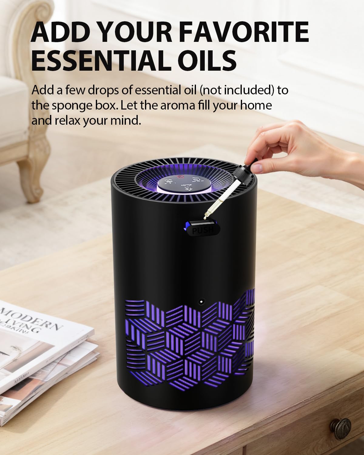 FreAire Air Purifiers for Bedroom Up to 1086 Ft², Air Purifiers for Home with Lights, HEPA Air Purifier Removes Dust Smoke Pollen Dander Smell, for Home/Pets/Bedroom