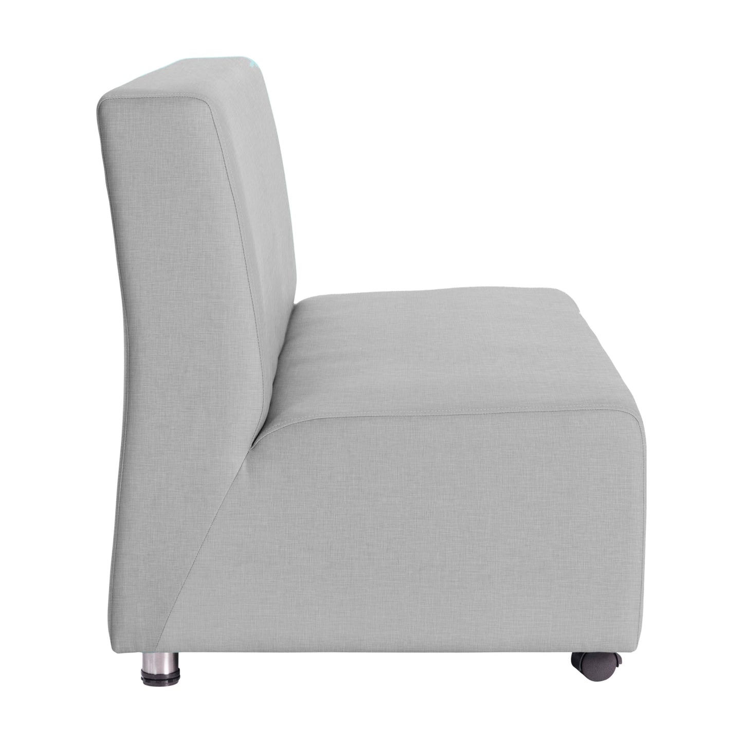 Factory Direct Partners FDP Pro Series Upholstered Armless Mobile Sofa with Locking Casters for Portability Commercial Seating for Hotel Lobby, Office, Restaurant, Waiting Room, Home - Slate Gray