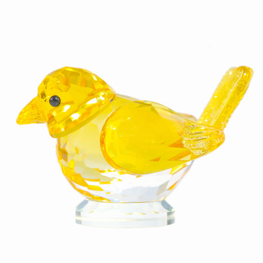 Qianwei Yellow Crystal Bird Figurine Collectible - Handmade Glass Animals Figurines Crystal Office Desk Table Home Decor Paperweight