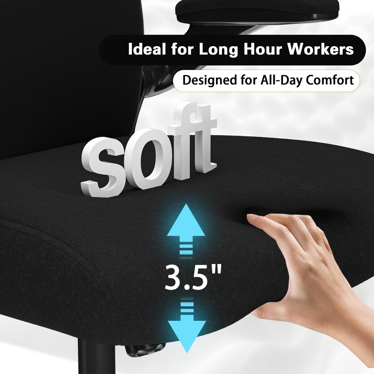 Home Office Desk Chairs, Ergonomic Office Chair with Lumbar Support & 3D Headrest, Computer Desk Chair with Flip-up Armrests, Perfect for Office or Study, Black/Silver