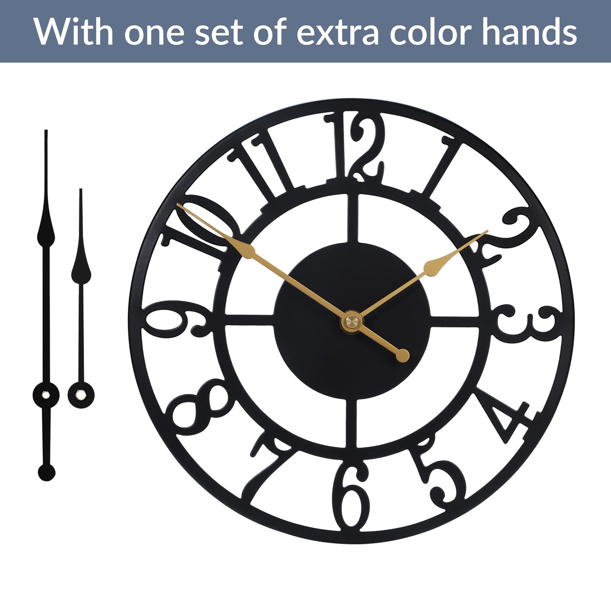 LEIKE Arabic Numeral Wall Clock 10IN Battery Operated Black, Silent Non Ticking, Wall Clocks for Living Room Decor, Small Classic for School, Office, Home, Kitchen, Bedroom