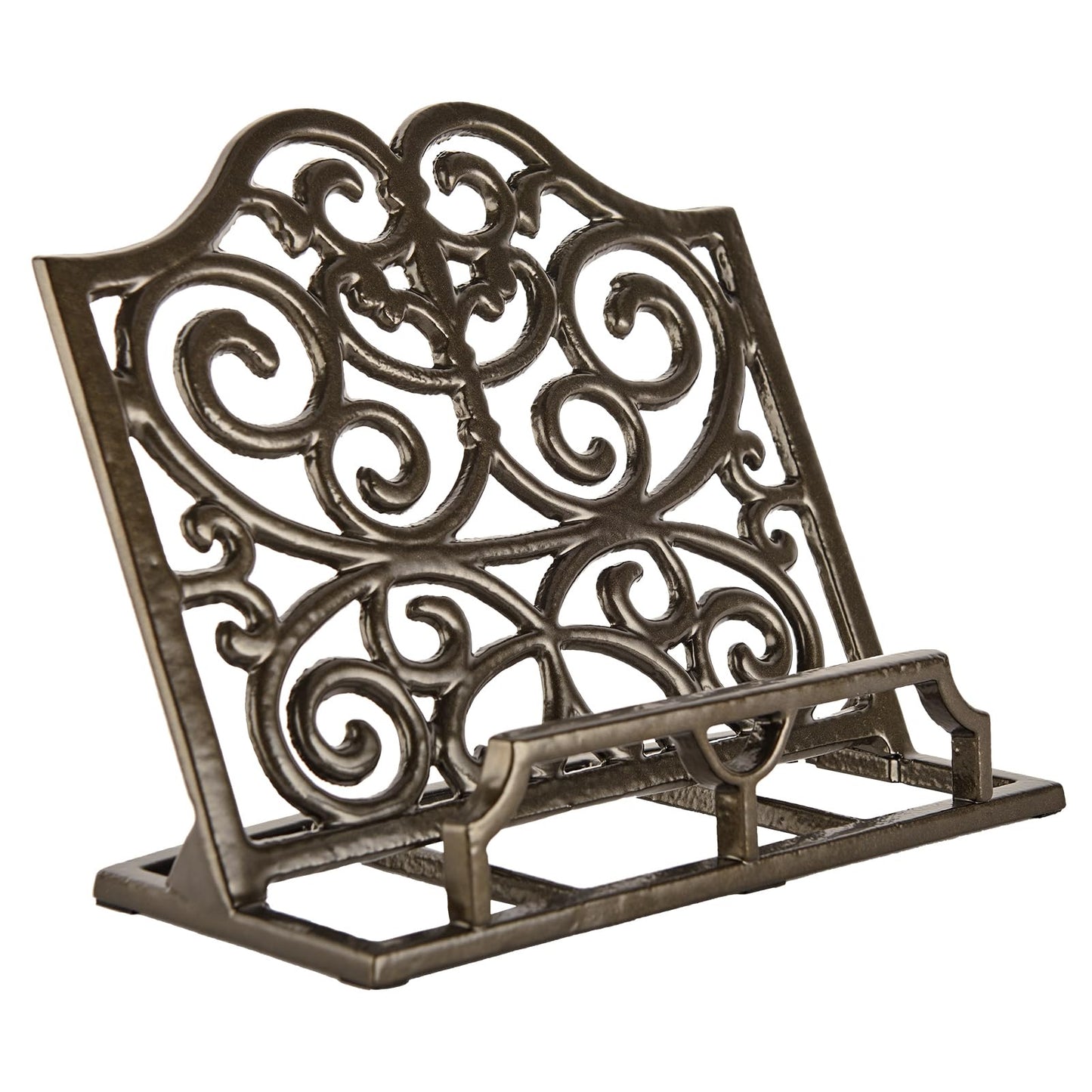 JOGREFUL Cookbook Stand, Cast Iron Heavy-Duty Recipe Book Holder, Kitchen Vintage Recipe Book Holder, Reading Rest Holder for Easel/Counter/Books/Magazine/iPad/Bible, Classic Coffee Gold