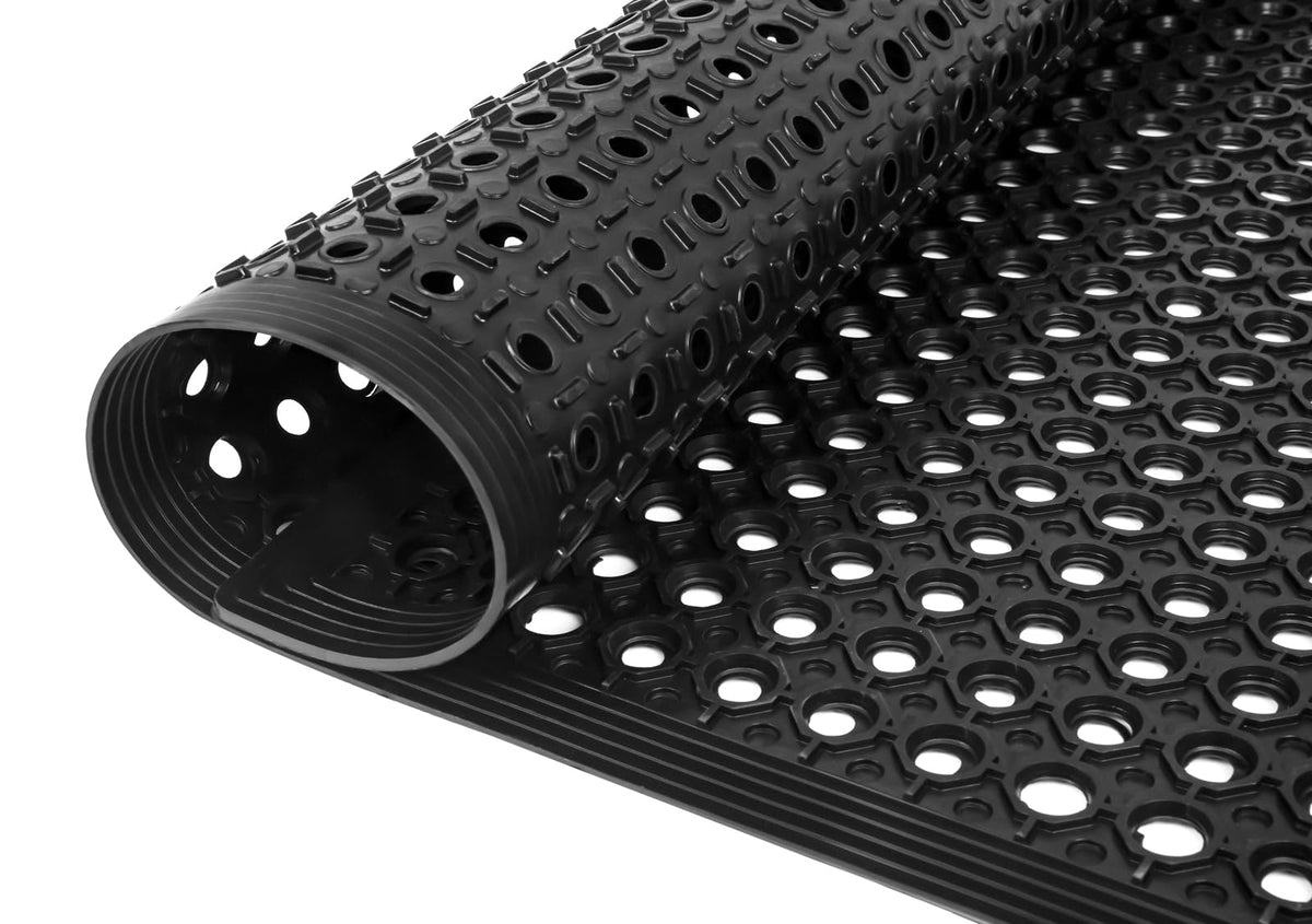 24"x 36" Rubber Floor Mat, Non-Slip Rubber Floor Mat Heavy Duty Mats for Outdoor Restaurant Kitchen Bar (Black)