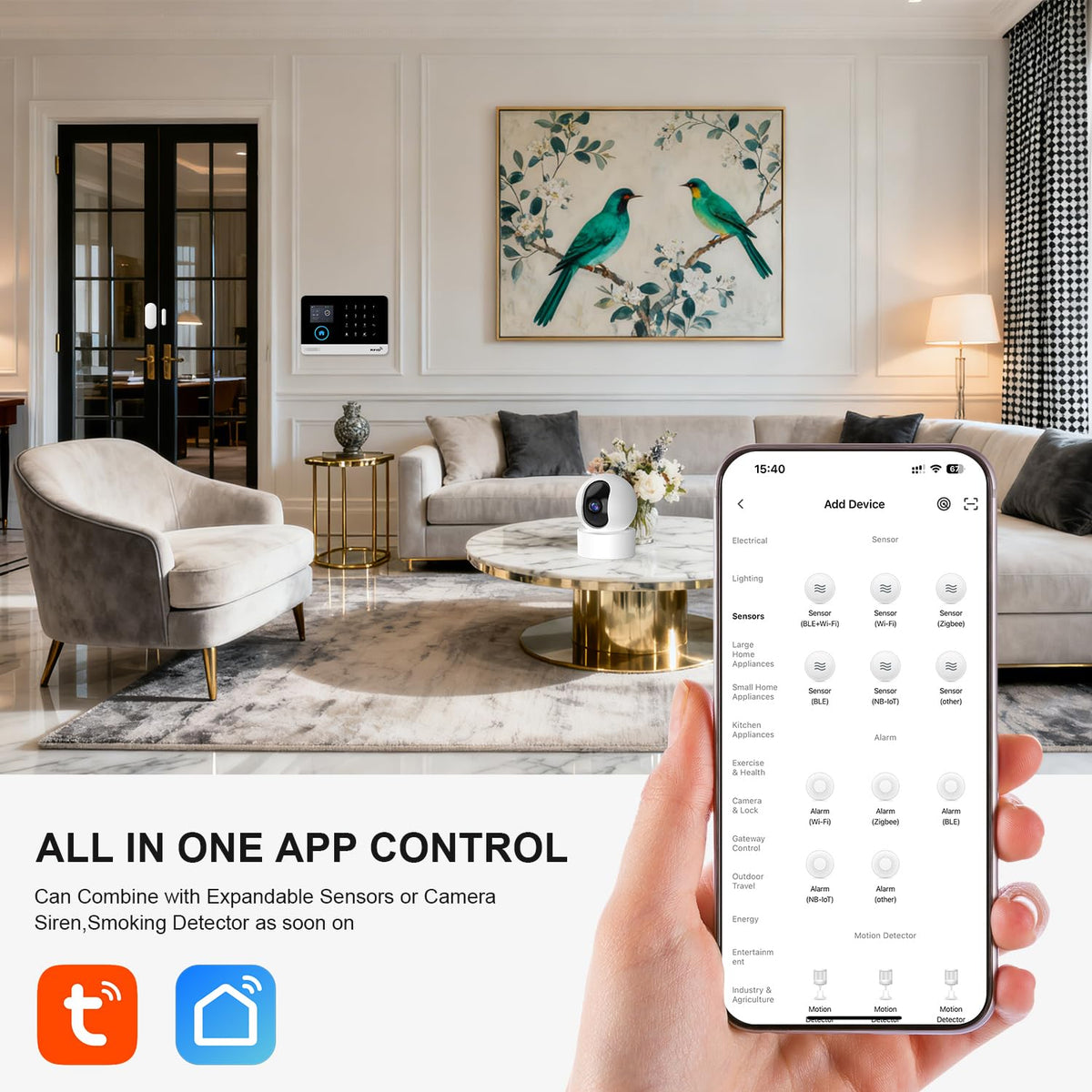 PGST Home Security System,12 Pieces Wireless Alarm System with Door Alarms,Motion Detector,Loud Siren,4G Calling/Phone App Alerts,Compatible with Alexa&Google for Home,Villa,Apartment,No Monthly Fee