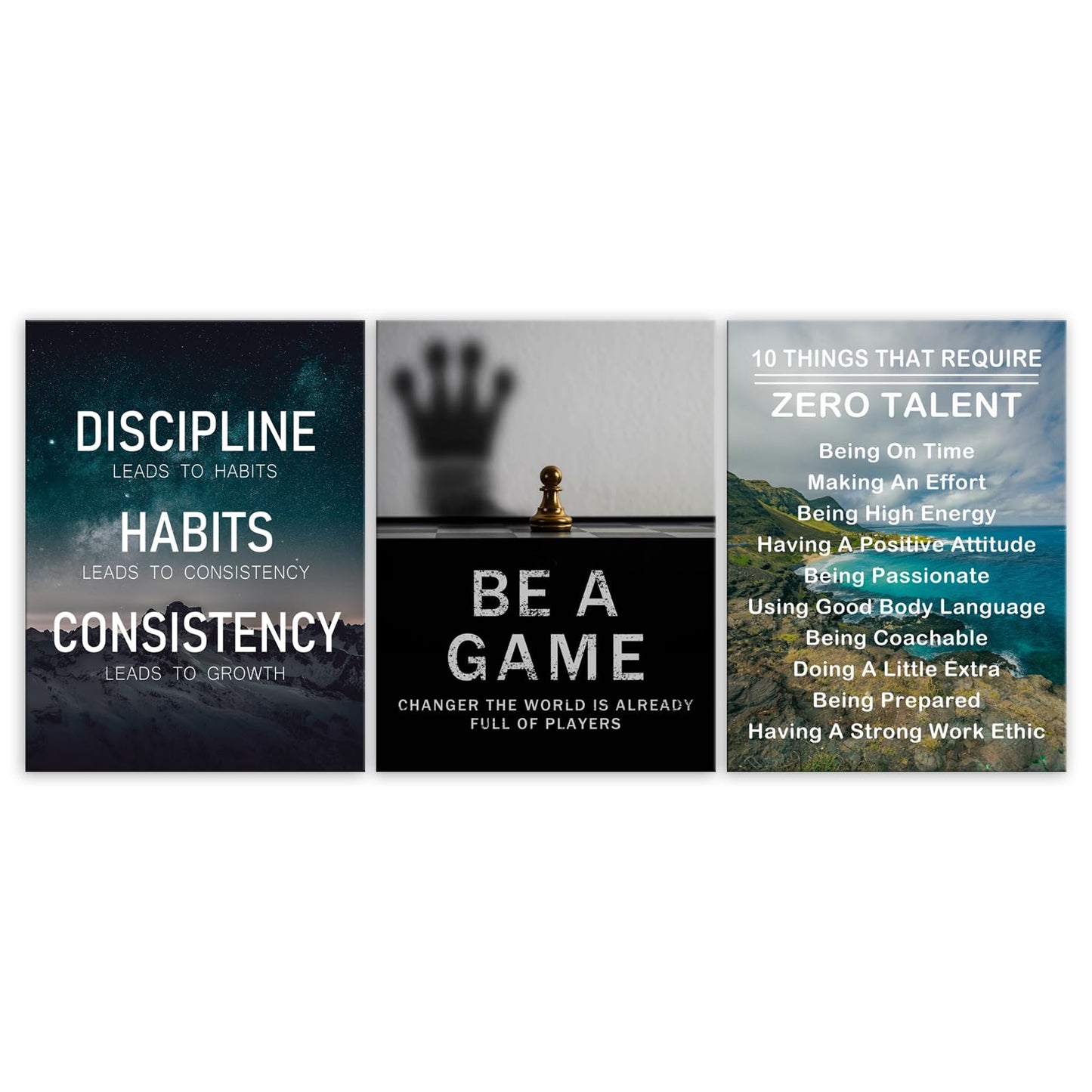 Inspirational Canvas Wall Art - Discipline Poster Motivational Quote - Ten Things That Require Zero Talent - Positive Quote Canvas Print - Office Room Wall Decor - Framed [36" W X 16" H]