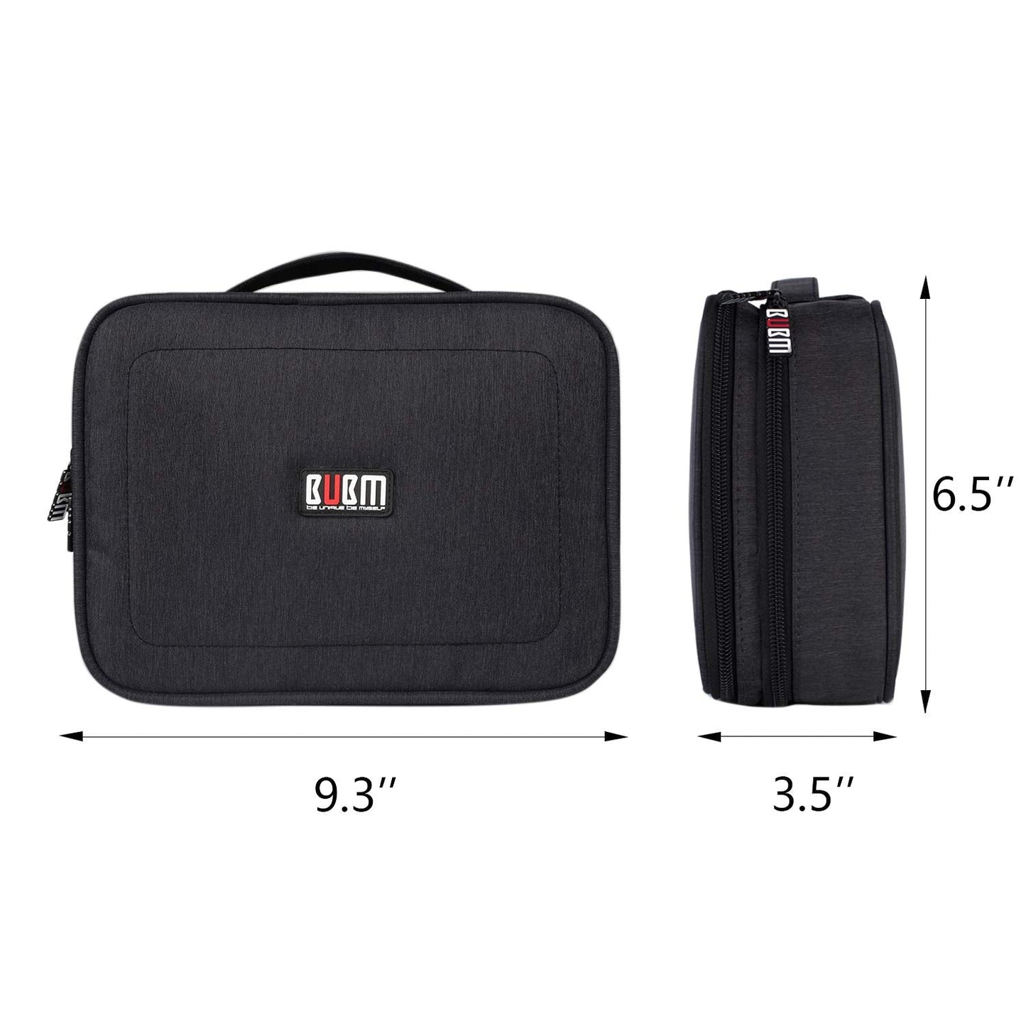 BUBM Electronic Organizer, Double Layer Travel Gadget Carry Bag for Cables, Plugs, Earphone, Flash Hard Drive and More--a Sleeve Pouch for iPad Mini(Medium, Black)