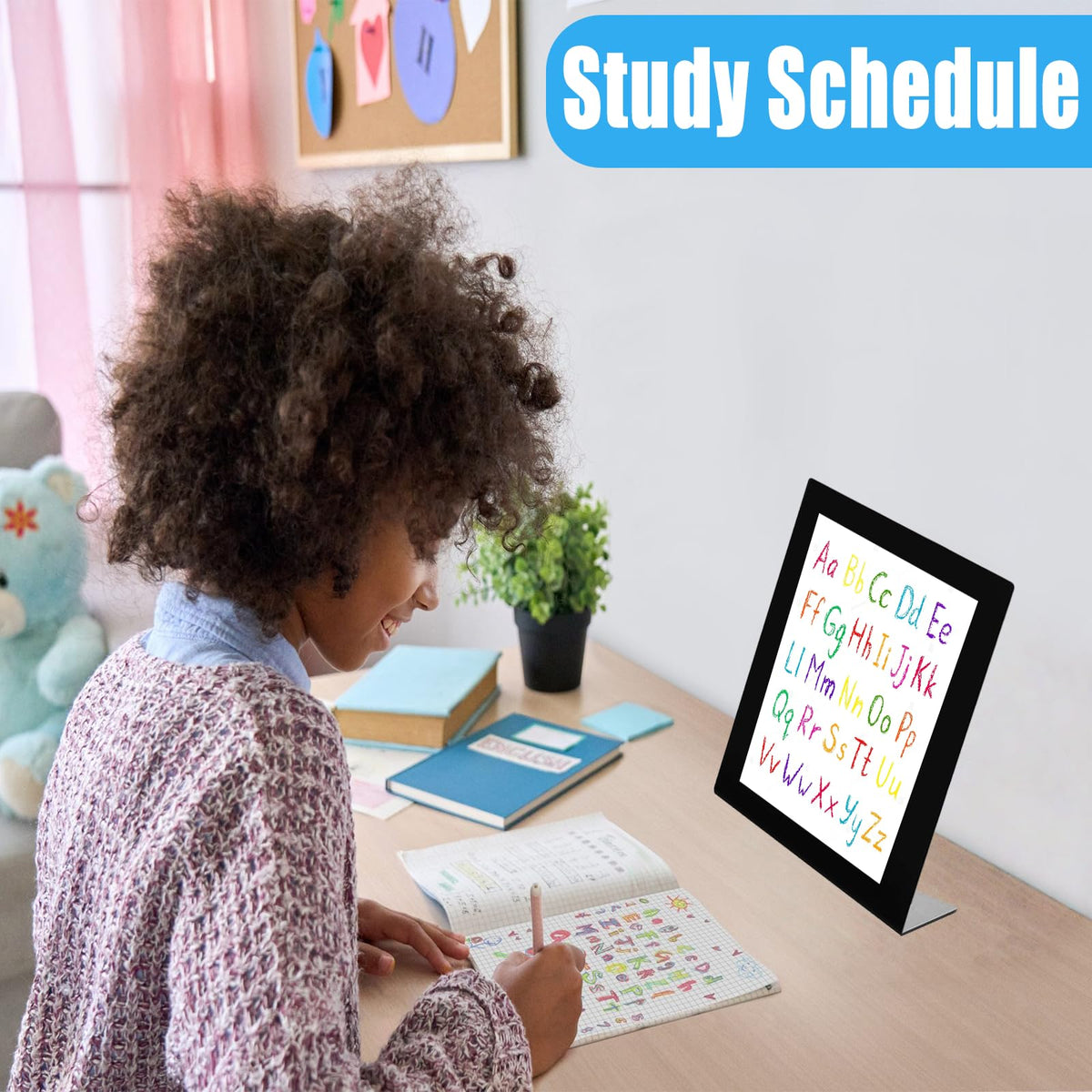 Magnetic Desktop Bulletin Board with Stand for Home, Office & Kitchen, Tabletop Memo & Memo Display Board for Notes, Menus & Office Supplies(13.78 x 10 x 4 Inches)