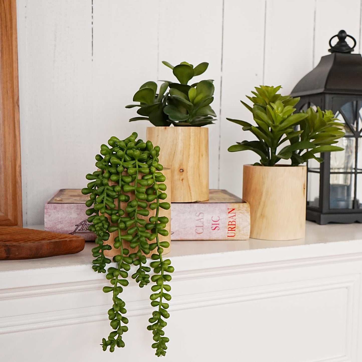 VINSUNI Artificial Succulents with Pots - Set of 3 Small Fake Plants for Aesthetic Room Decor - Realistic Mini Faux Greenery for Office Desk, Bookshelf, and Bathroom - Modern Home Accents