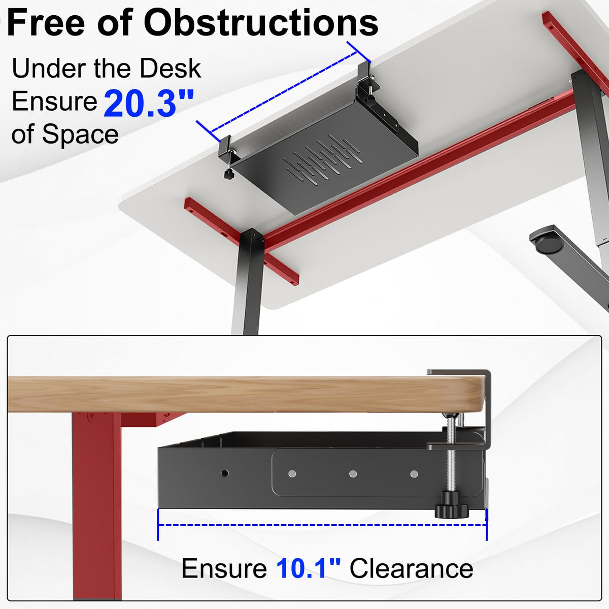 No Drill Under Desk Laptop Mount, Metal Under Desk Storage Shelf with Cable Management, Laptop Storage Tray for MacBook, Keyboard, Mac Mini, Anti-Scratch Silicone, Fits Office, Gaming, Workstations