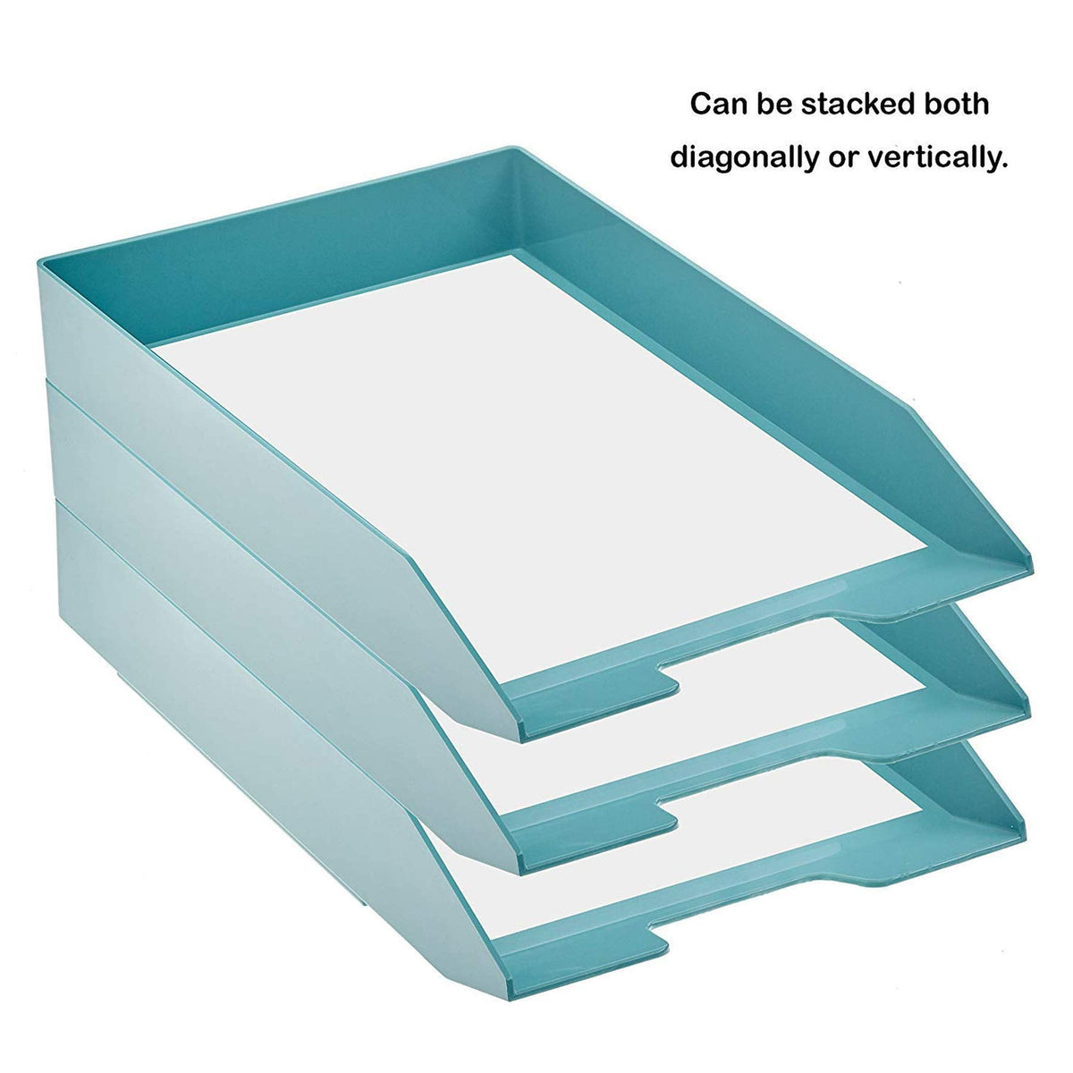 Acrimet Stackable Letter Tray Front Load, Letter Size, Stacking Document Desk Office Paper Organizer, Plastic, Solid Green Color, 1 Unit
