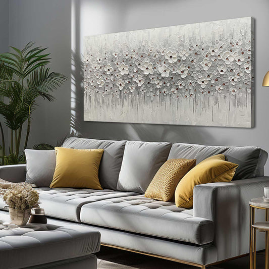 SDYA White Flowers Canvas Art Hanging Decor Botanical Wall Decoration for Living Room Bedroom Oil Painting Contemporary Artwork for office 24x48 Inch