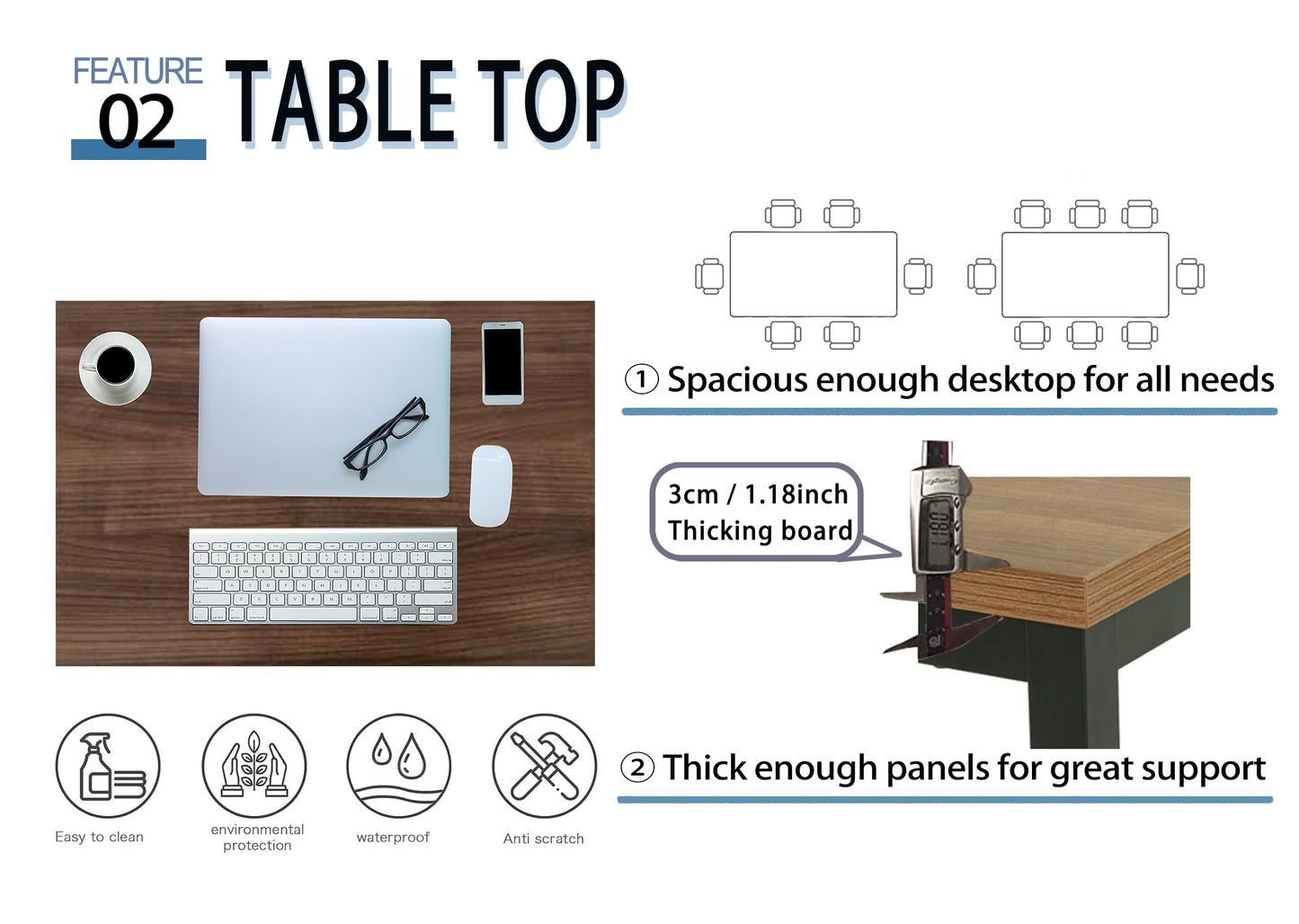 BEST BOARD Modern Simple Style Computer Desk Standing Table 60 × 30 Inches Large Office Desk Computer Table Study Writing Desk Workstation for Home Office Black Metal Frame