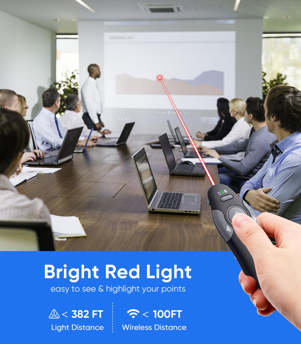 Agaritek Presenter Clicker for PowerPoint Presentations, USB Wireless PPT Remote Clicker with Laser Pointer for Mac/Windows/Linux, Google Slide/PPT/Keynote, Page Flip, Full/Black Screen, Plug and Play