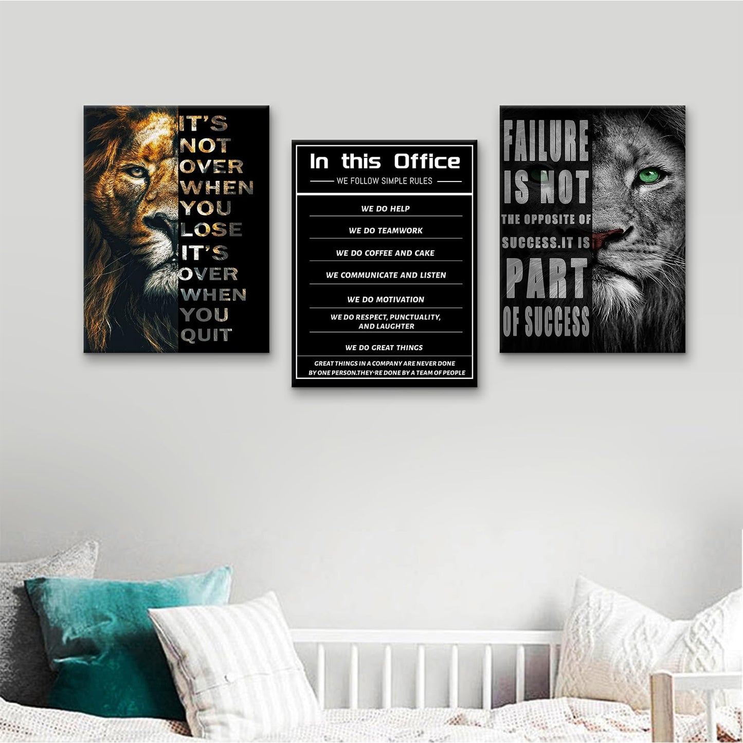 Inspirational Canvas Wall Art Motivational Painting Positive Entrepreneur Quotes Posters In This Office Pictures Print Wall Decor Artwork for Bedroom Office Framed Ready to Hang [36''W x 16''H]