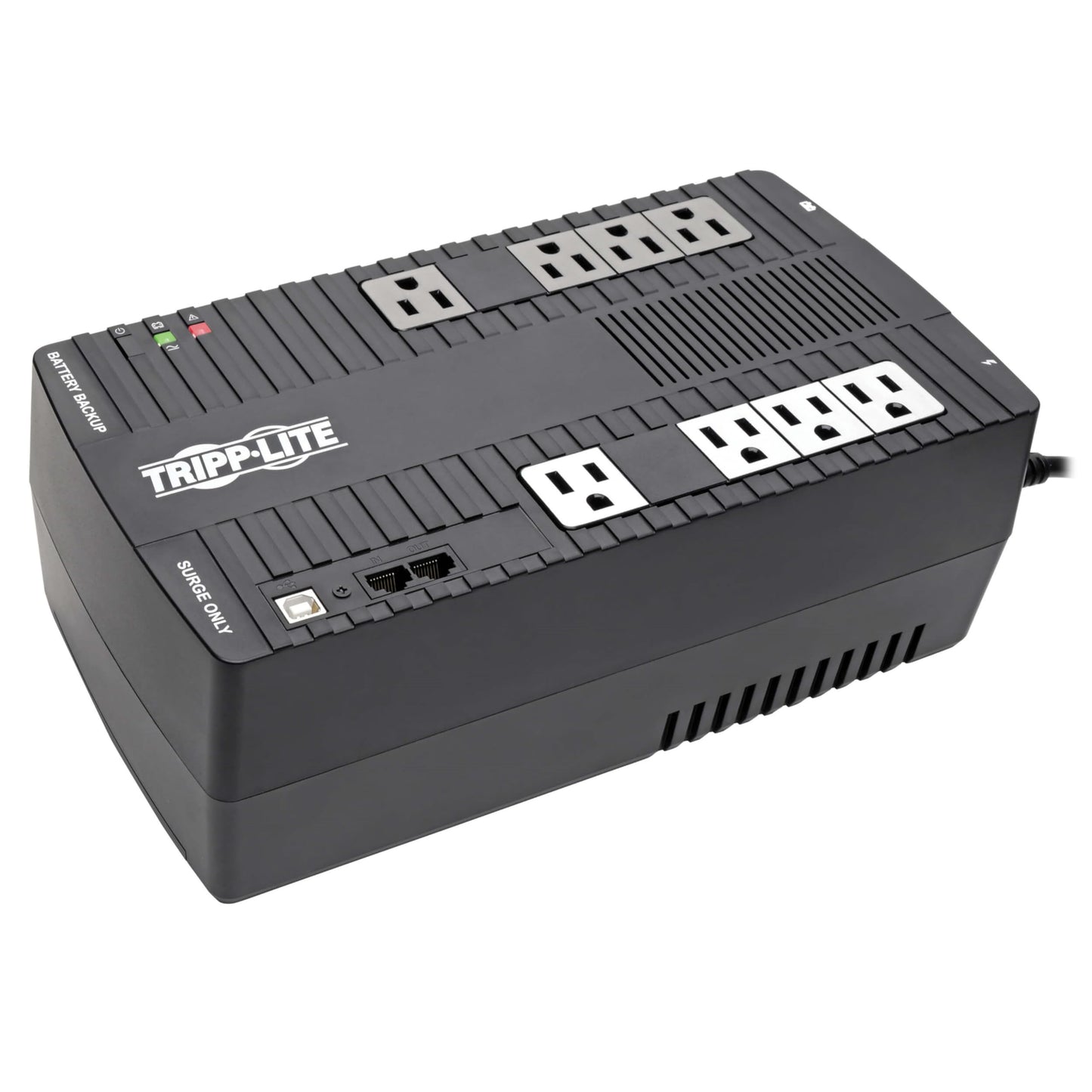 Tripp Lite 550VA UPS Battery Backup Surge Protector, AVR Automatic Voltage Regulation, 8-Outlet Uninterruptible Power Supply, Dataline Protection, 3-Year Warranty & Insurance (AVR550U)
