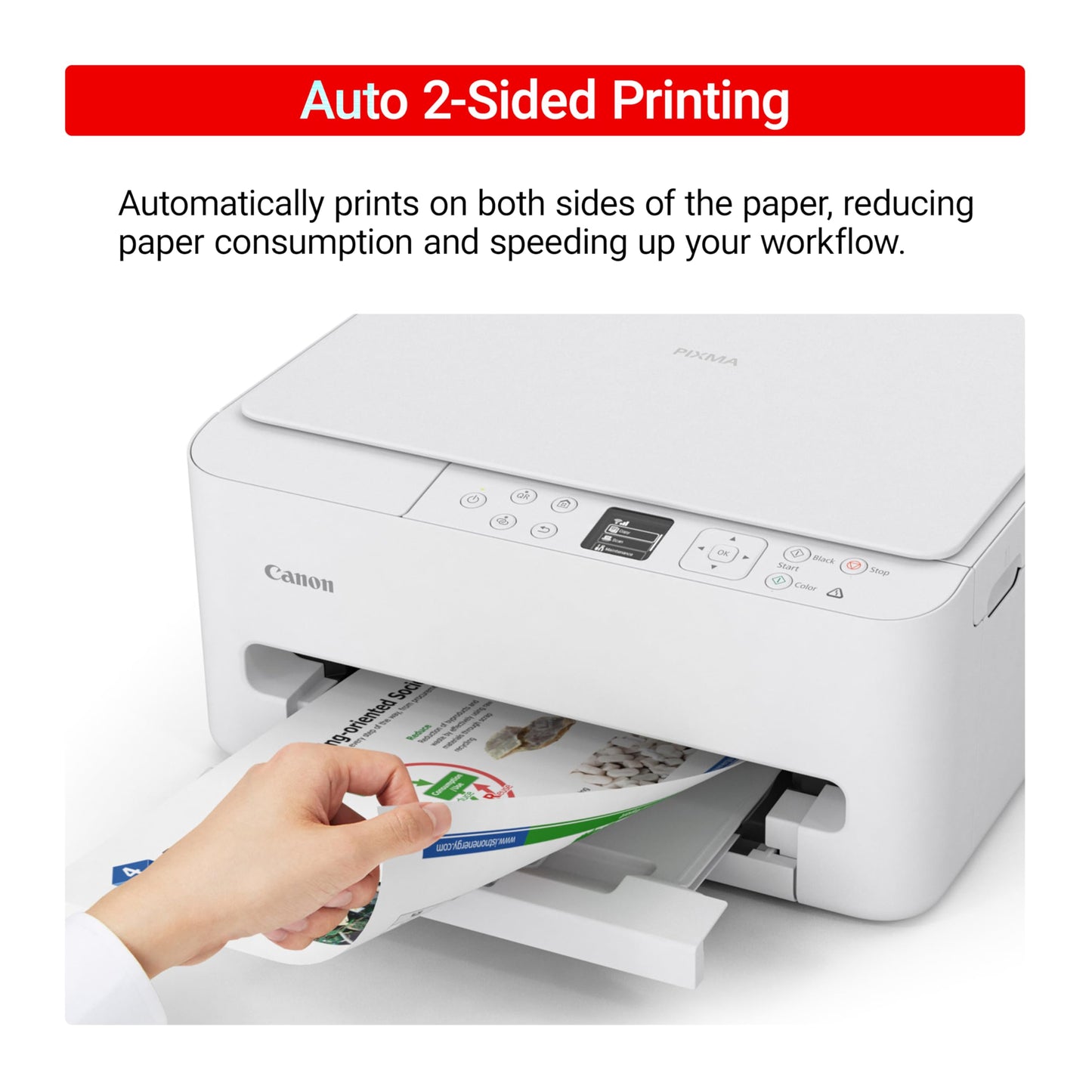 Canon PIXMA TS6520 Wireless Color Inkjet Printer Duplex Printing, White – Home Printer with Copier/Scanner, 1.42” OLED Display, Intuitive Control Panel, Compact Design