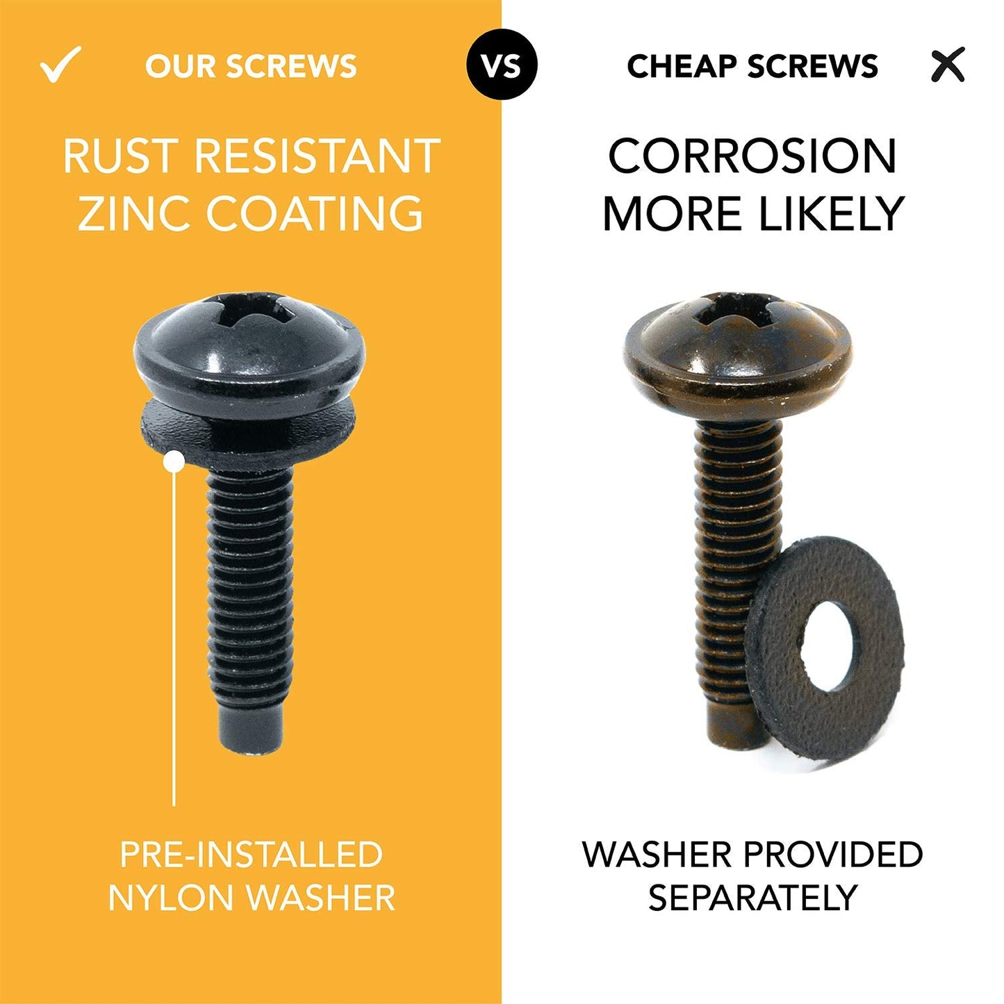 10-32 Rack Screws 50-Pack - Versatile Server Rack Accessories for Network Cabinets, Audio Mounts, Studs and Recording Studio Includes Nylon Washers. Perfect for Rackmounts