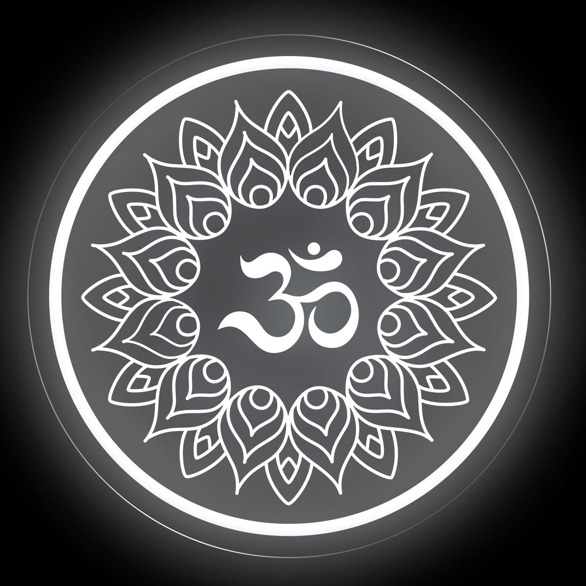 Om Mandala Neon Sign, 11.8″ × 11.8″ White Om Buddha Led Wall Light, Yoga Decor, Meditation Room Sign, Buddha Symbol Gift, Yoga Studio, Pilates Studio Wall Art