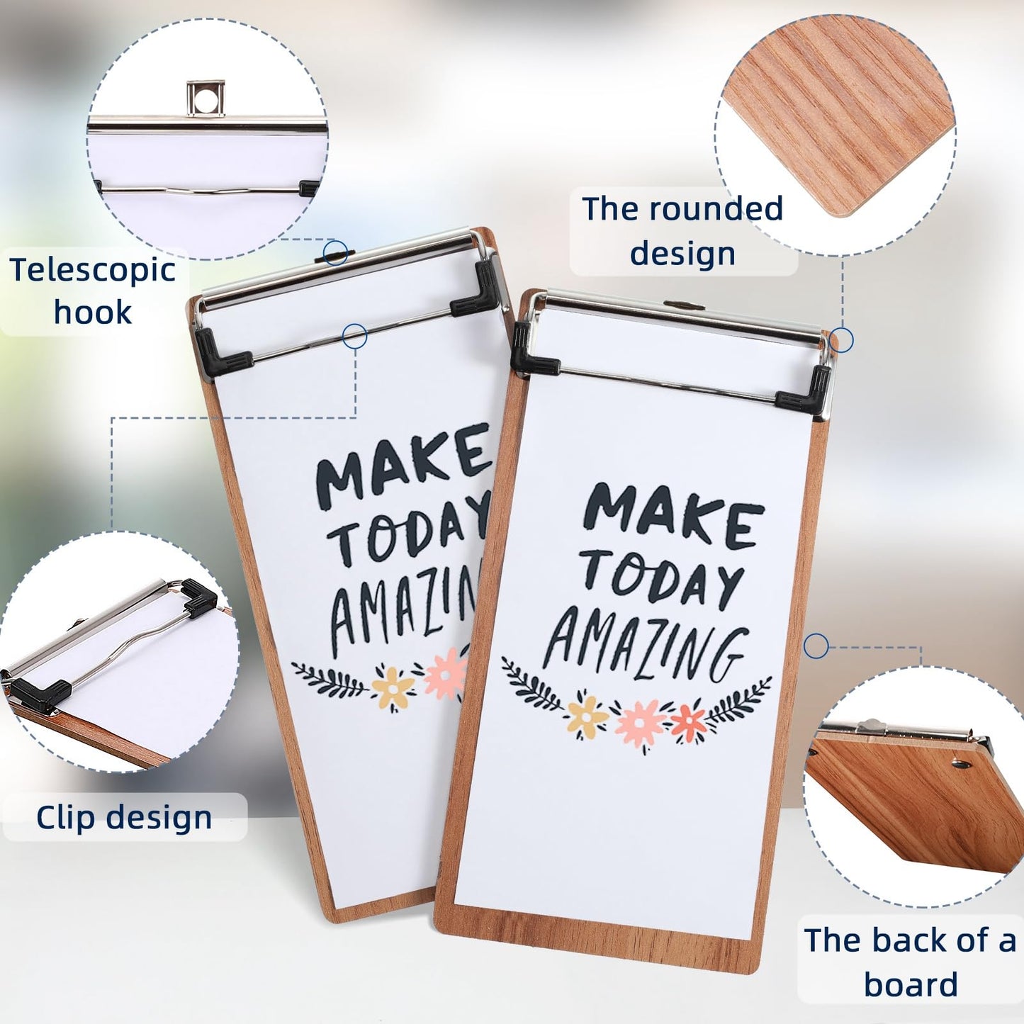 Epakh 10 Pcs Mini Clipboard Small Clipboards Wooden Half Page Clipboard Wood Check Presenters Kids Clipboards for Restaurant School Waitress Guest Server Books Menu Holder, 8 x 4 Inch