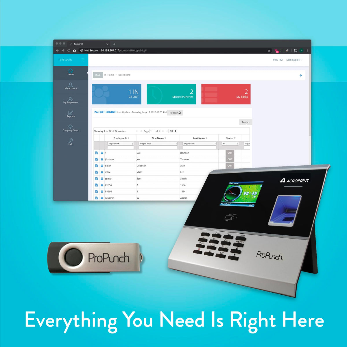 Acroprint ProPunch Time Clock System for Employees – Biometric Fingerprint Time Clock for Small Business, No Monthly Fees, Advanced Time Card Machine with Employee Time Tracker