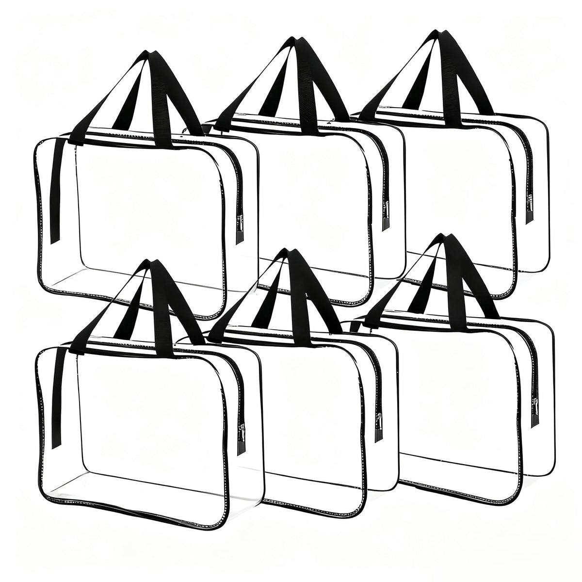 Dismok 6 Pcs Storage Bags with Zipper - Large Board Game Storage with Labels, Clear & Waterproof Toy Organizer for Building Blocks, Puzzles (Black)