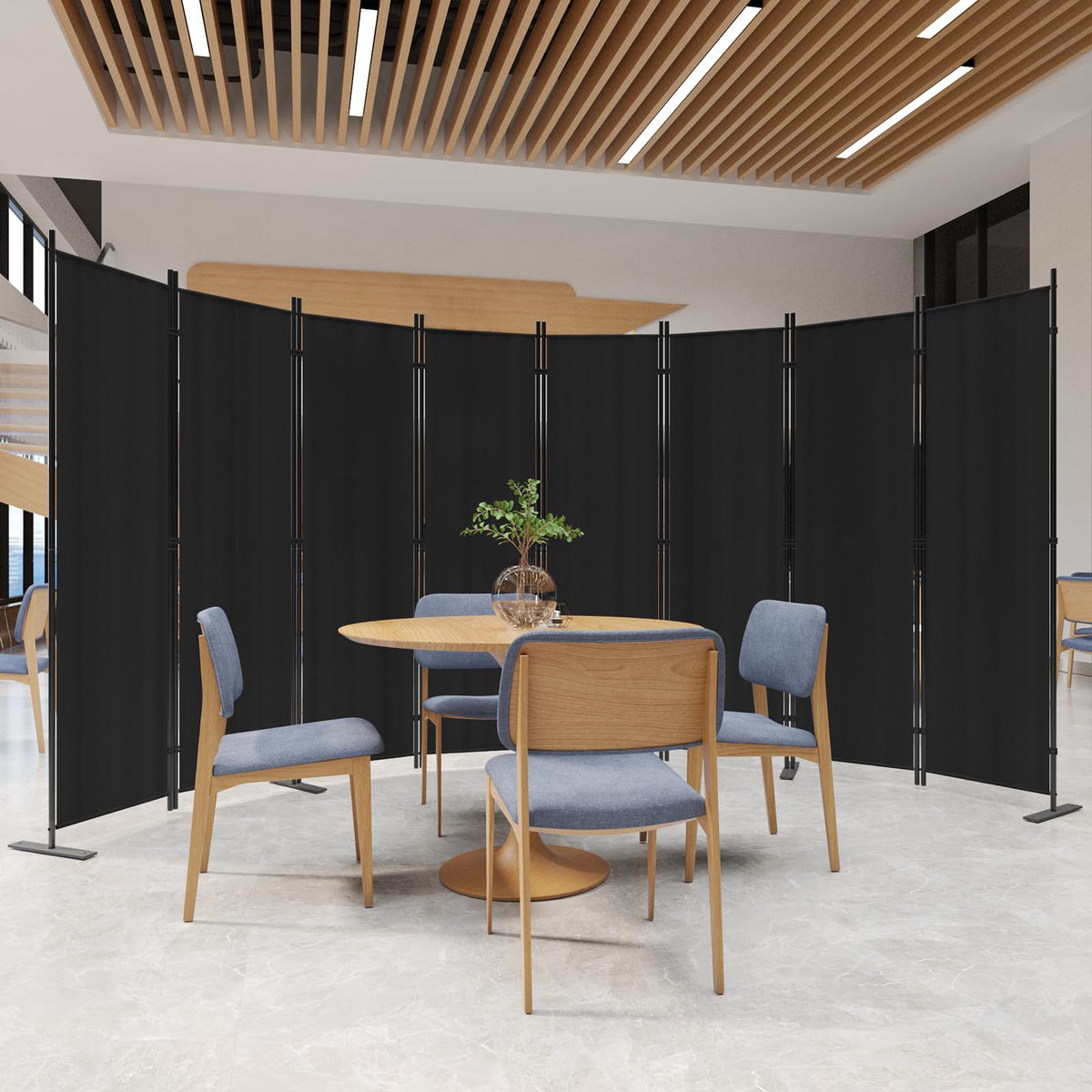 C-Hopetree 8 Panels Room Divider, 6 Ft Tall Indoor Folding Privacy Screen, Portable Partition Separator, Freestanding Separation Temporary Wall for Office, Bedroom, 160" W X 71" H, Black