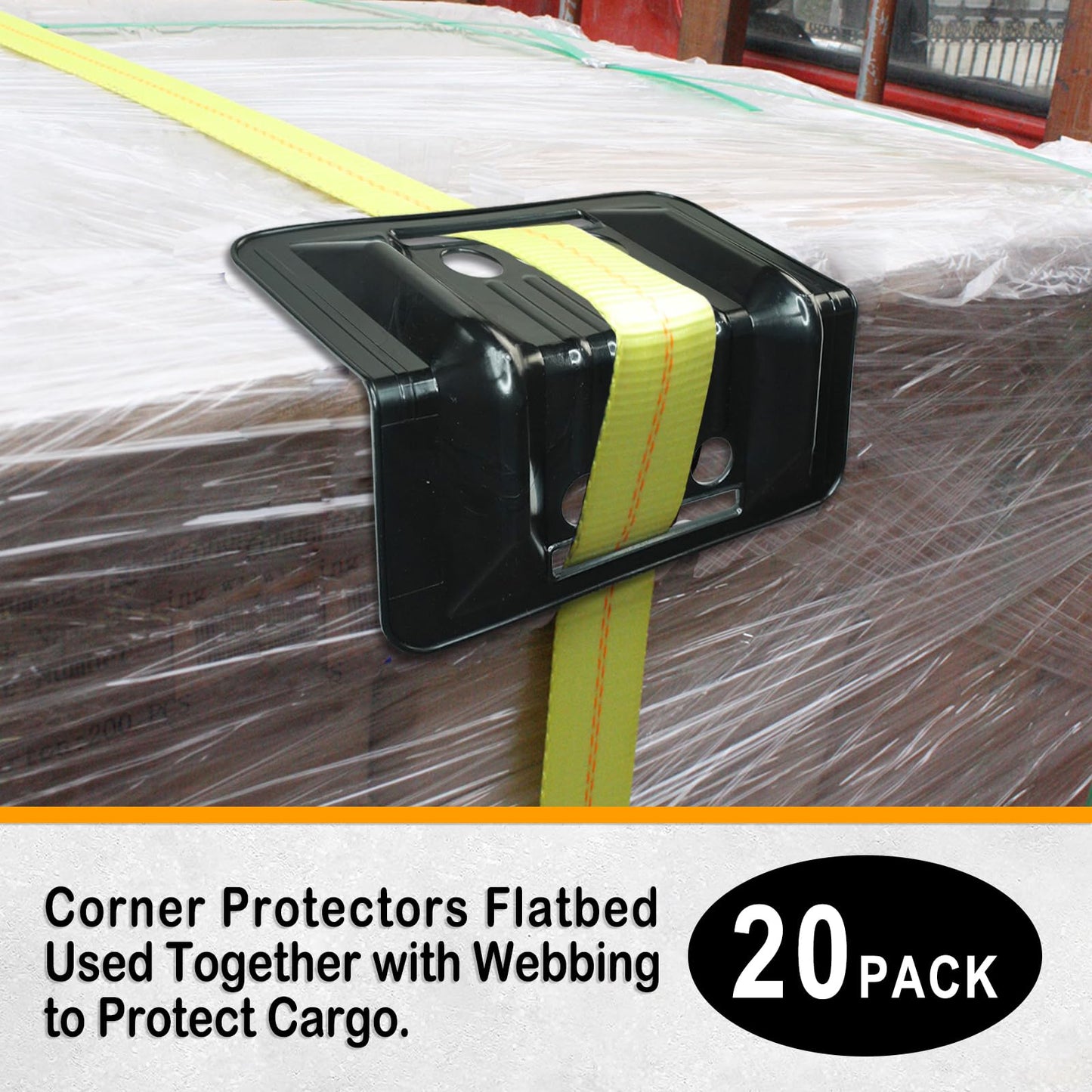 ENJ 20 Pack Black Flatbed Edge Protectors for Cargo Loads Corner Protectors Flatbed Used Together with Webbing to Protect Cargo
