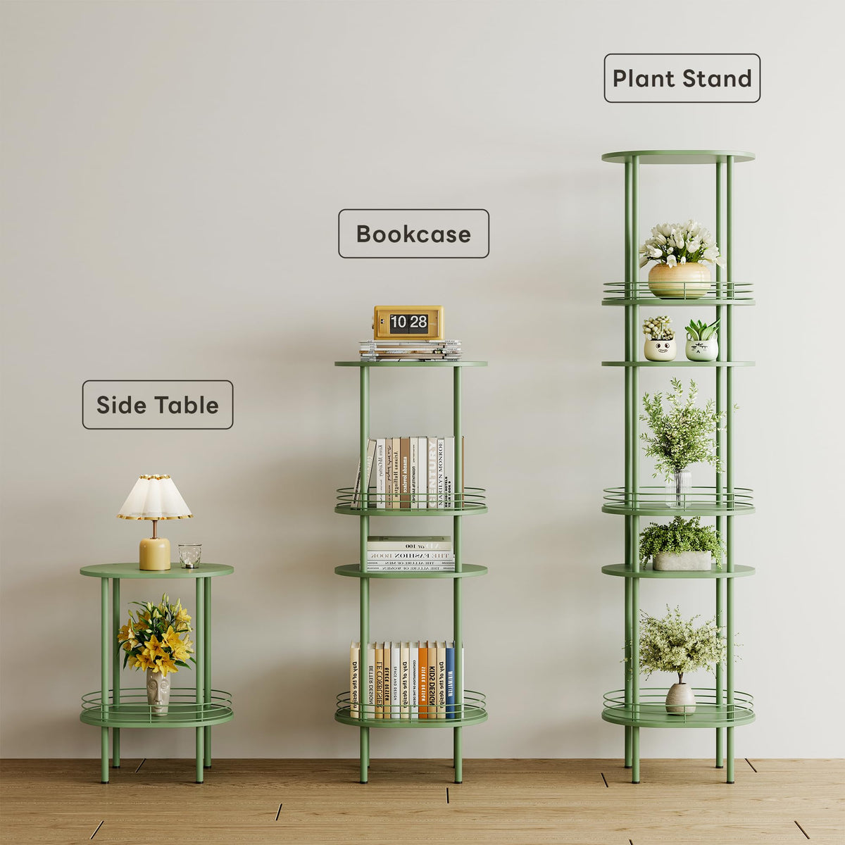 Small Modern Oval Side Table with Storage,2-Tier Side Tables Living Room,Sturdy Nightstand for Small Space - Living Room, Bedroom, Bathroom, Nursery (1PC,Green)
