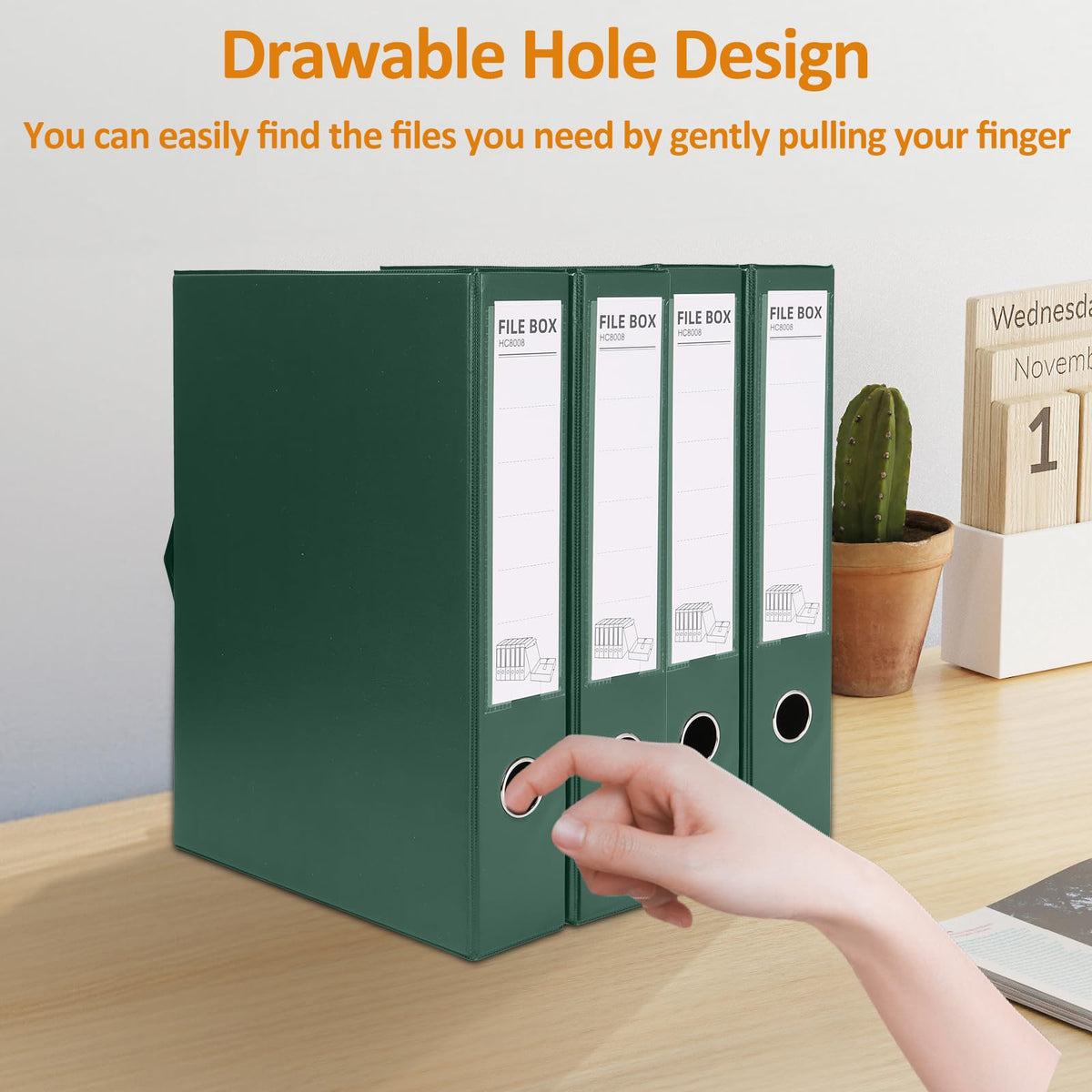HUA JIE A4 Storage File Boxes Plastic Archives Cases with Clip, PVC File Folder Organizer Document Storage Filing Box for Office,32.5×6.5×24 cm, Green(Pack of 6)
