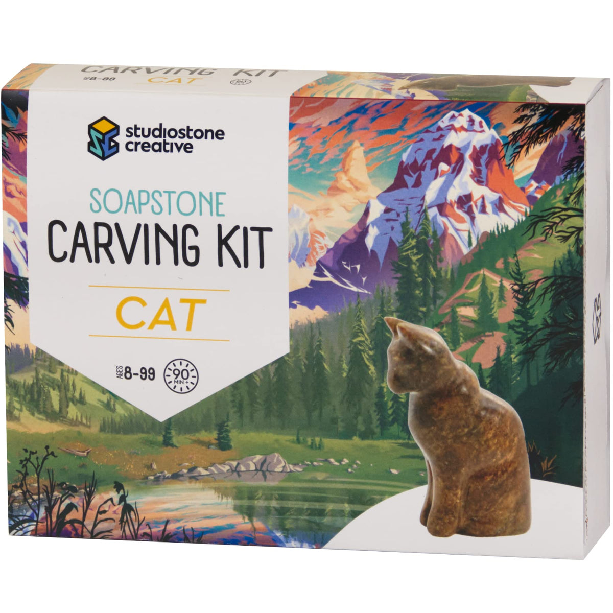 STUDIOSTONE CREATIVE DIY Arts & Crafts Carving Kit Kids Adults Cat Sculpture Soapstone