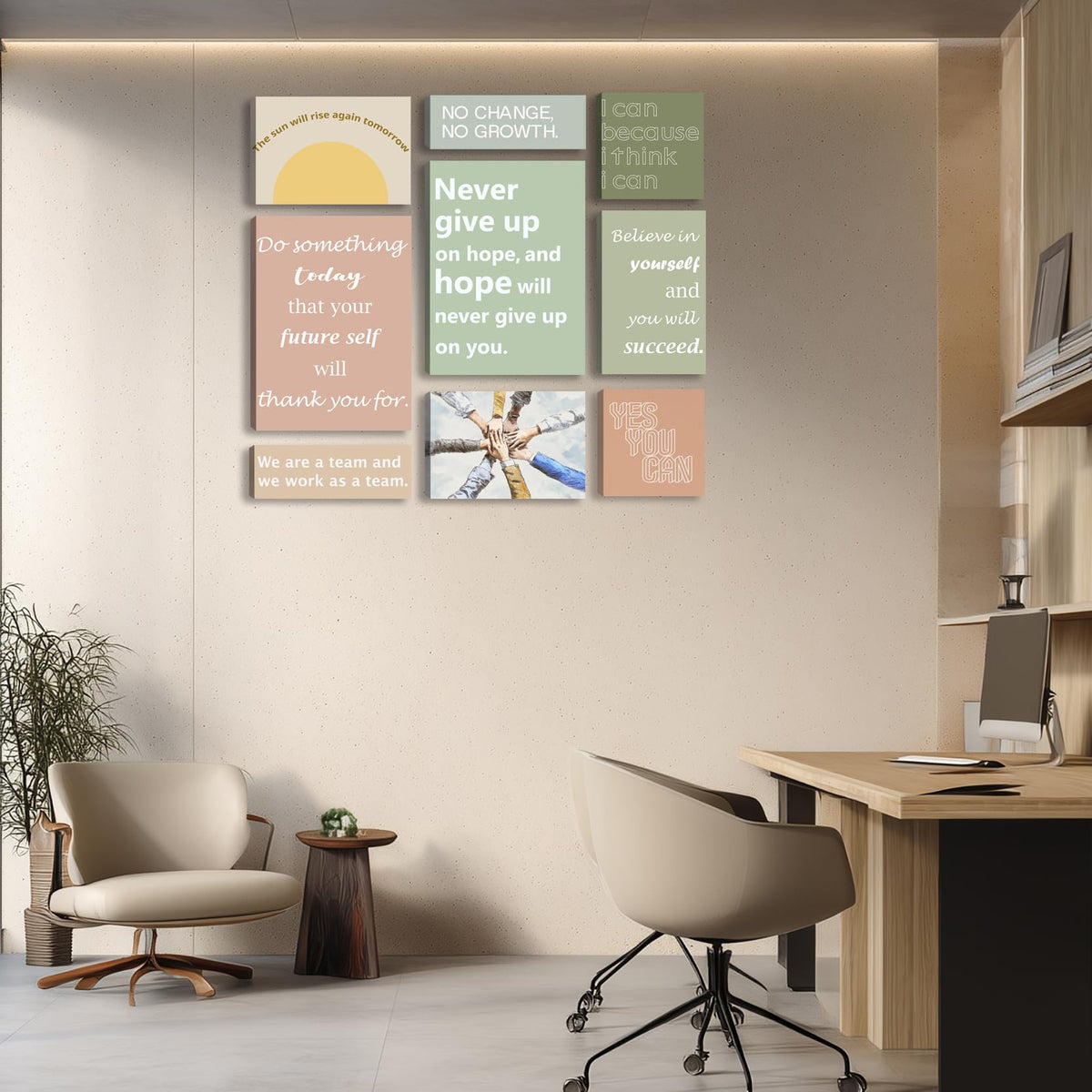 9-Pieces Framed Canvas Set Motivational Wall Decor Office Inspirational Wall Art Motivational Quotes Posters Positive Affirmation Office Wall Decor Office Wall Art Living Room Bedroom Prints Artwork