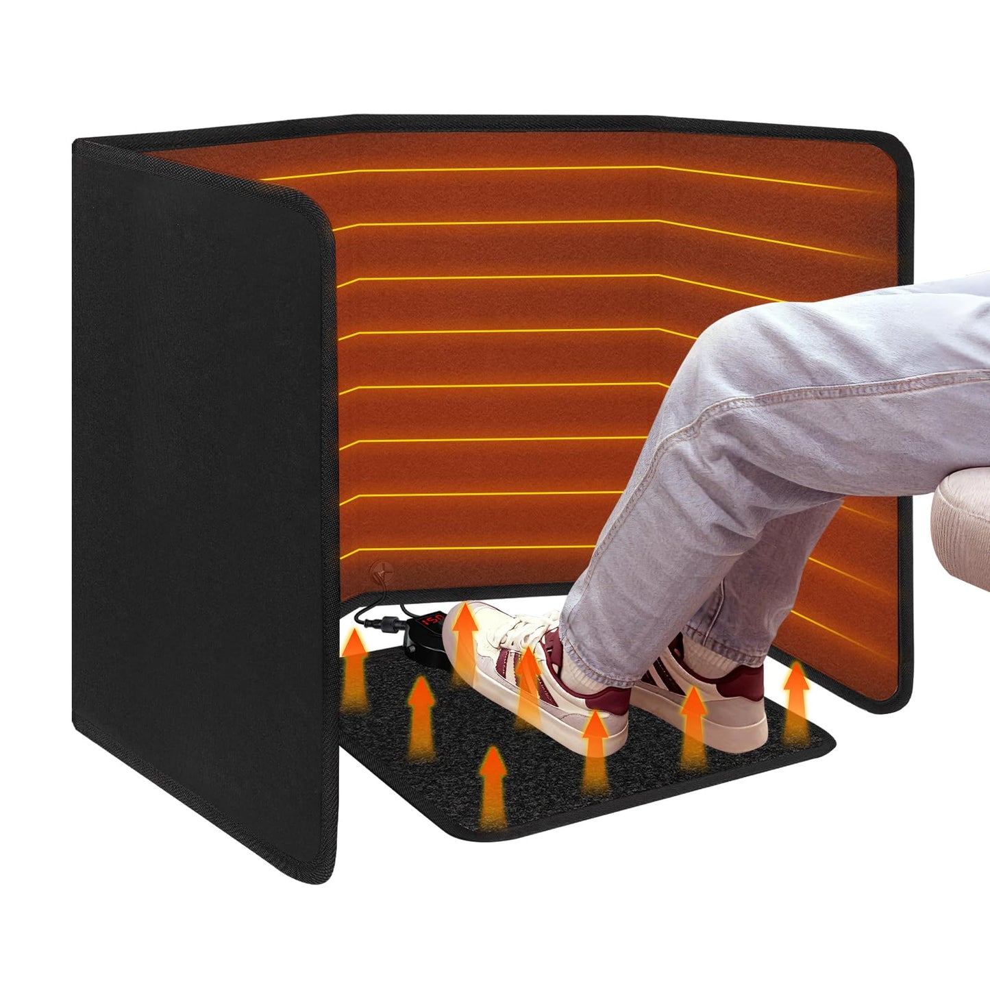 Under Desk Heater with Heated Floor Mat - Personal Portable Space Heaters Indoor - Foot Warmer with 12H Timer & 8 Heat Levels - Foot Control, for Home Bedroom Office