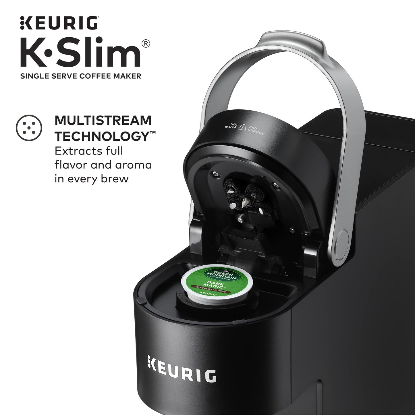 Keurig K-Slim Single Serve K-Cup Pod Coffee Maker, Multistream Technology, 3 Brew Sizes, Slim and Sleek Design, 46oz Removable Reservoir, Black