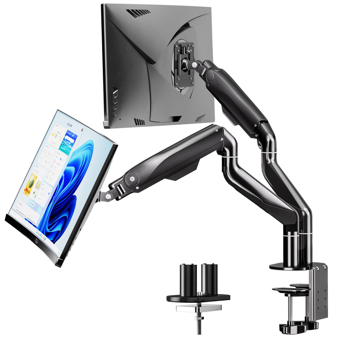 BIZUM Dual Monitor Stand for 17″-42", Heavy Duty Ultrawide Monitor Arm Dual-Monitor Mount VESA Mount with Clamp/Grommet Base, Holds 33.1lbs per Arm, Black