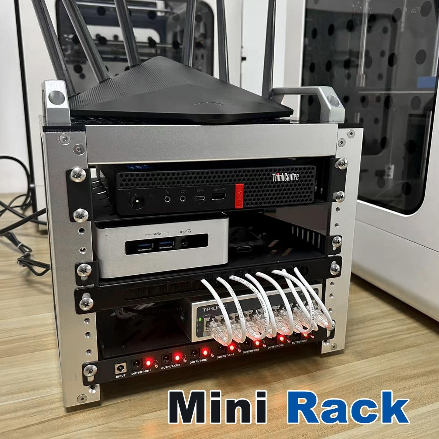 GeeekPi 4U Server Cabinet, 10 inch Mini Server Rack for Network, Servers, Audio, and Video Equipment, DeskPi RackMate T0 Rackmount, 7.87 inch Depth
