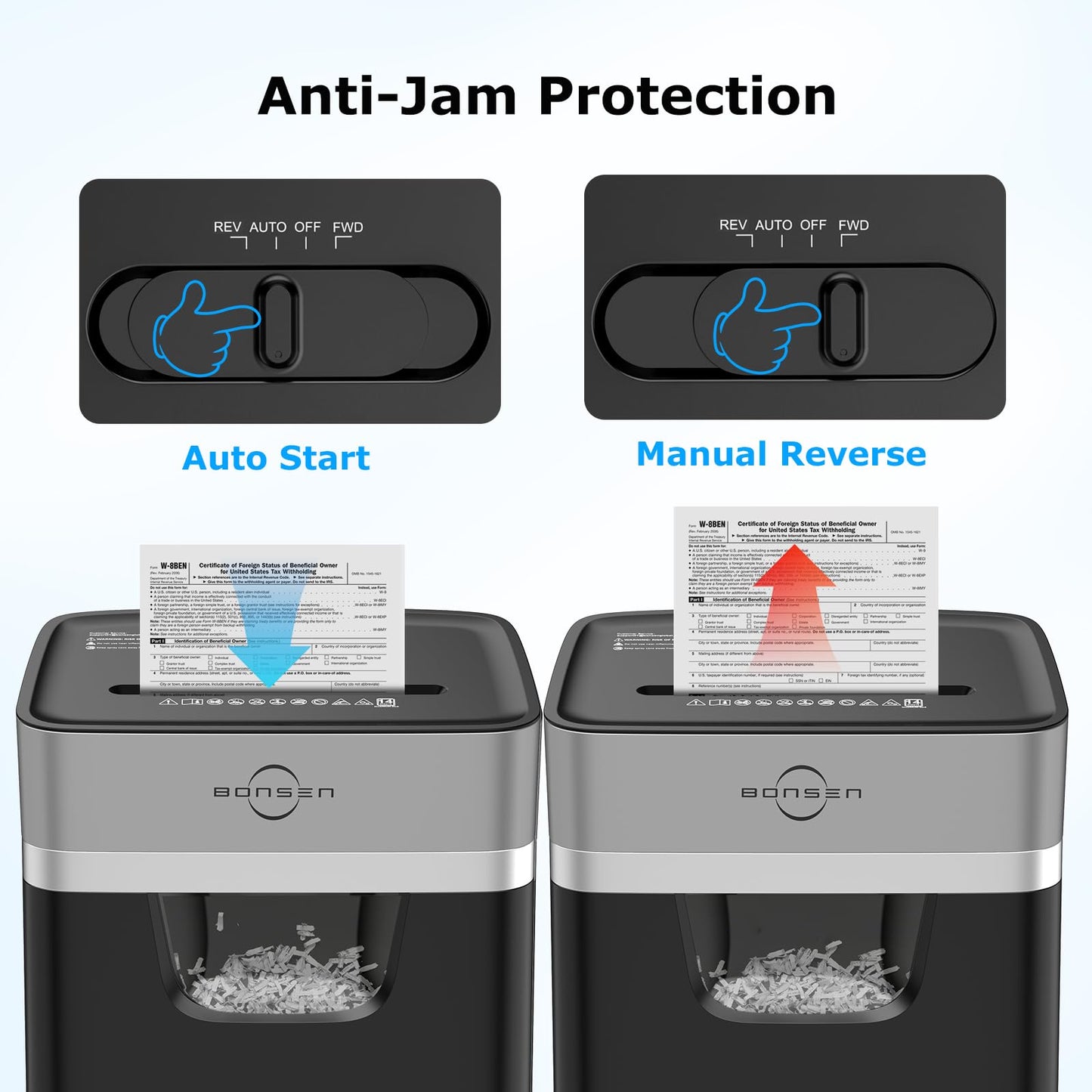 BONSEN 14-Sheet Paper Shredder for Home Office, Heavy Duty Cross Cut Shredder with 5.3 Gal Pullout Bin, Quiet Shredder for CDs/Credit Card/Staple, P-4 Security, Anti-Jam System