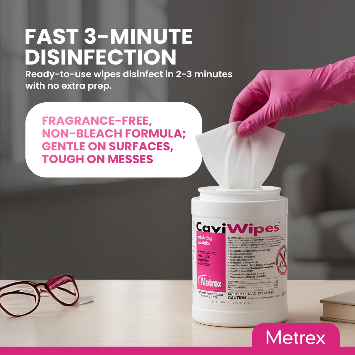 Metrex CaviWipes Disinfecting Towelettes – Durable Non-Woven Disinfecting Wipes for Hard, Non-Porous Surfaces in Healthcare & Laboratory Settings, Pre-Saturated with CaviCide – 160 Wipes (Pack of 1)