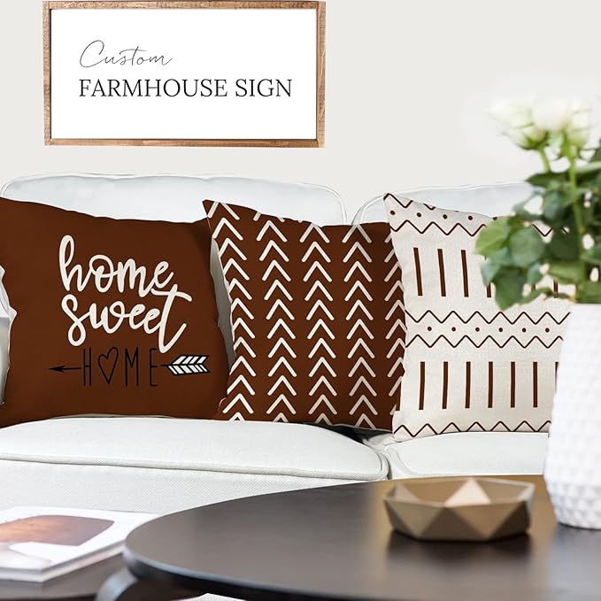 YCOLL Pillow Covers 16x16 Set of 4, Modern Sofa Throw Pillow Cover, Decorative
