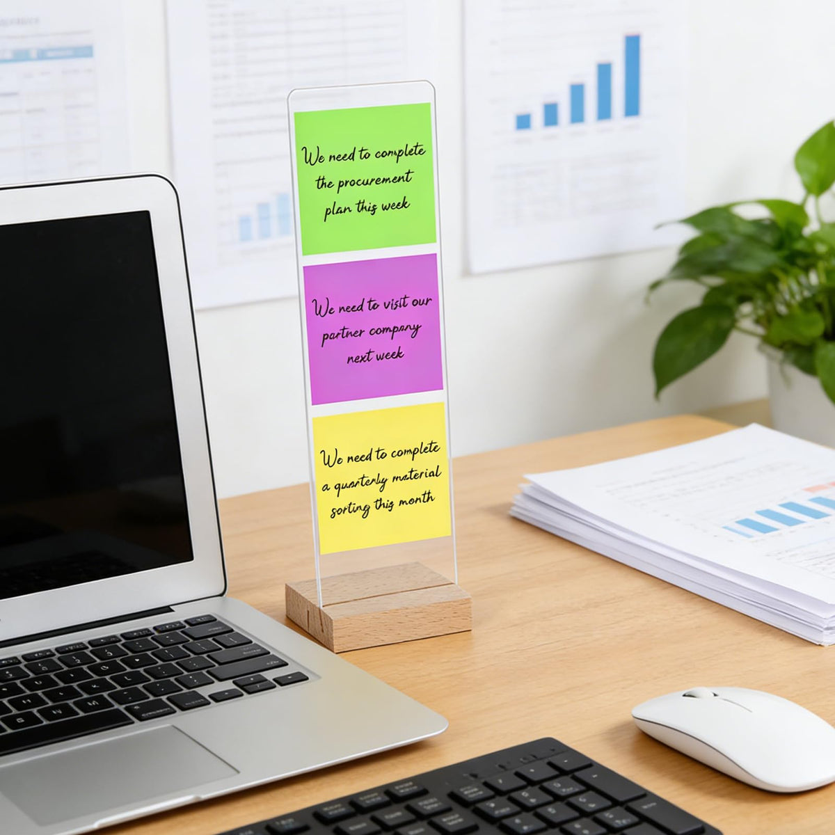 Rainmae 3PCS Monitor Memo Board Acrylic Detachable Sticky Note Holder for Computer Screen Clear Multifunction Portable Memo Message Board Holder Office Desk Accessories Desktop Organization